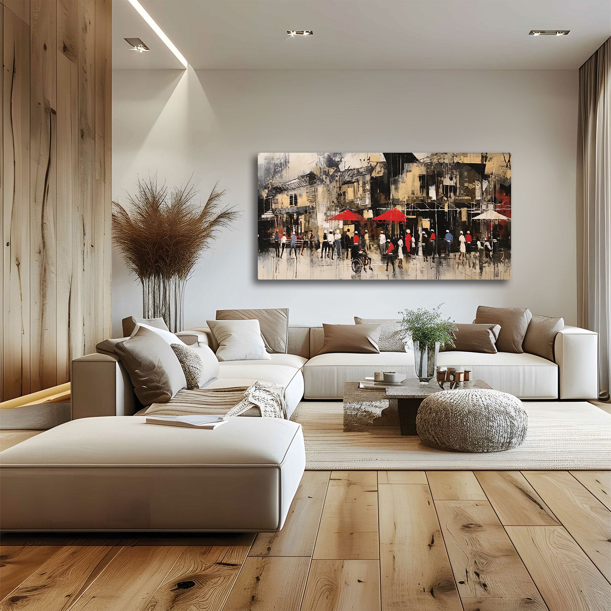Market sqaure Canvas painting with frame Big Size Wall Art for living room,Bedroom,Drawing room,Hotels