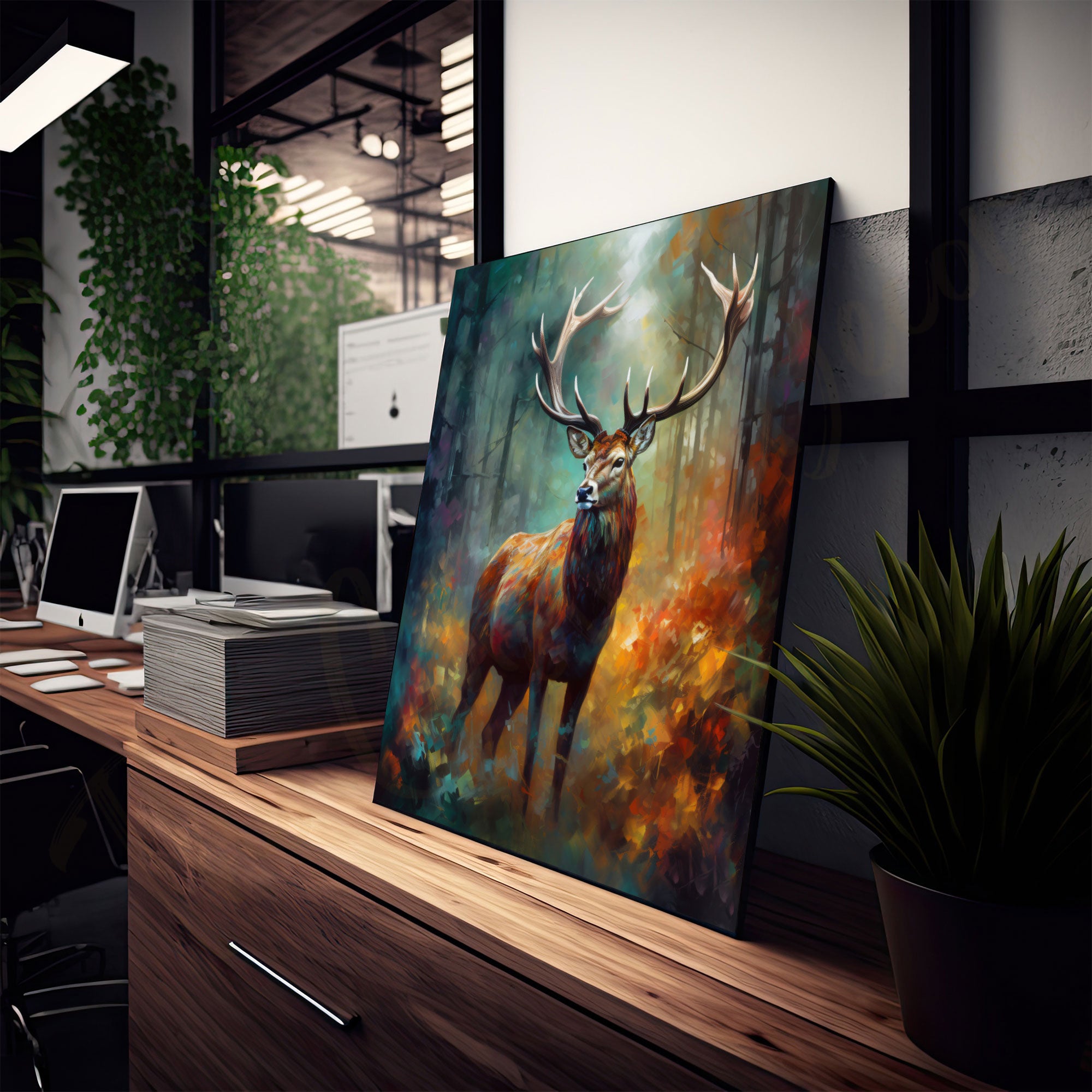 Deer painting with frame Big Size Wall Art for living room,Bedroom,Drawing room,Hotels