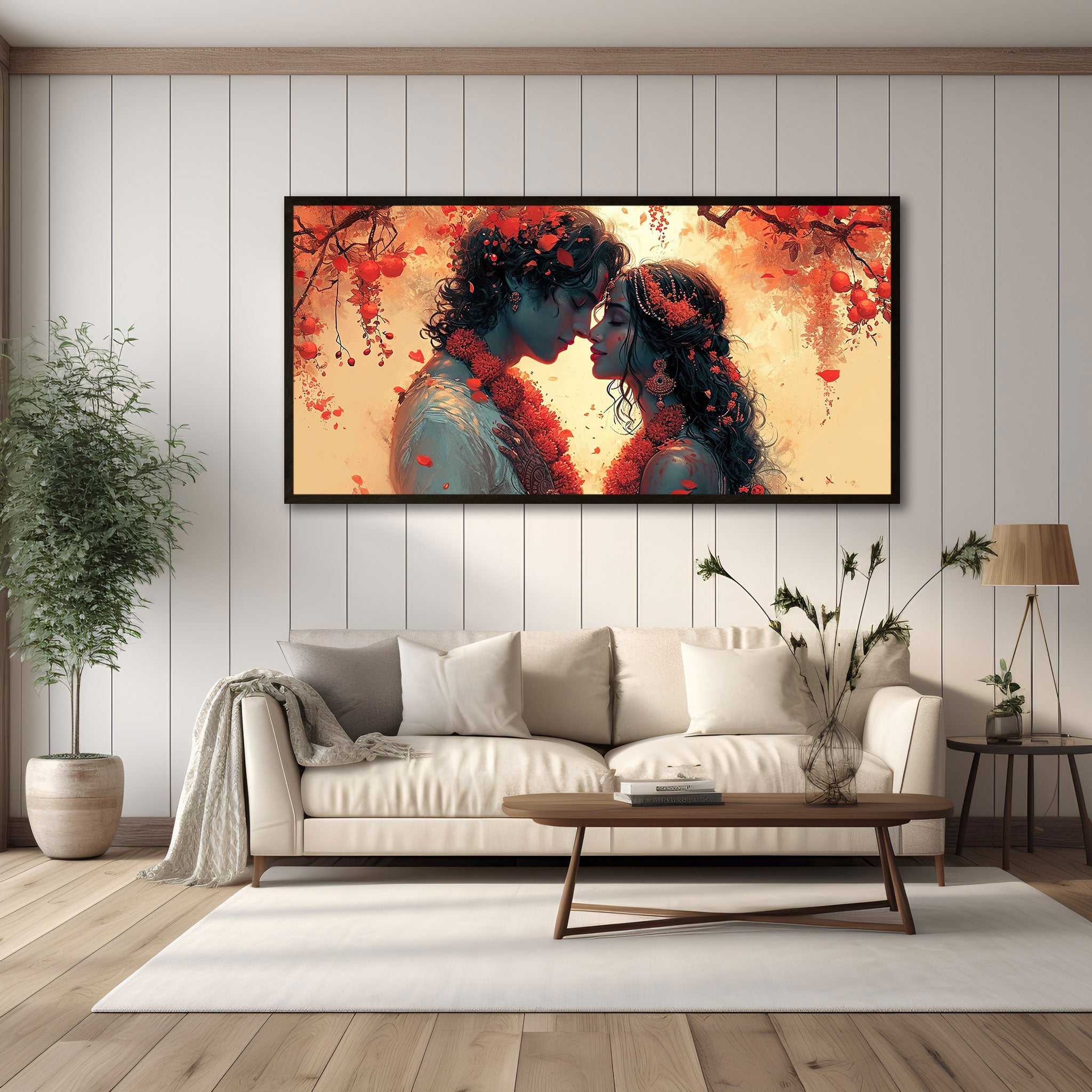 Radha krishana love Canvas painting with frame Big Size Wall Art for living room,Bedroom,Drawing room,Hotels