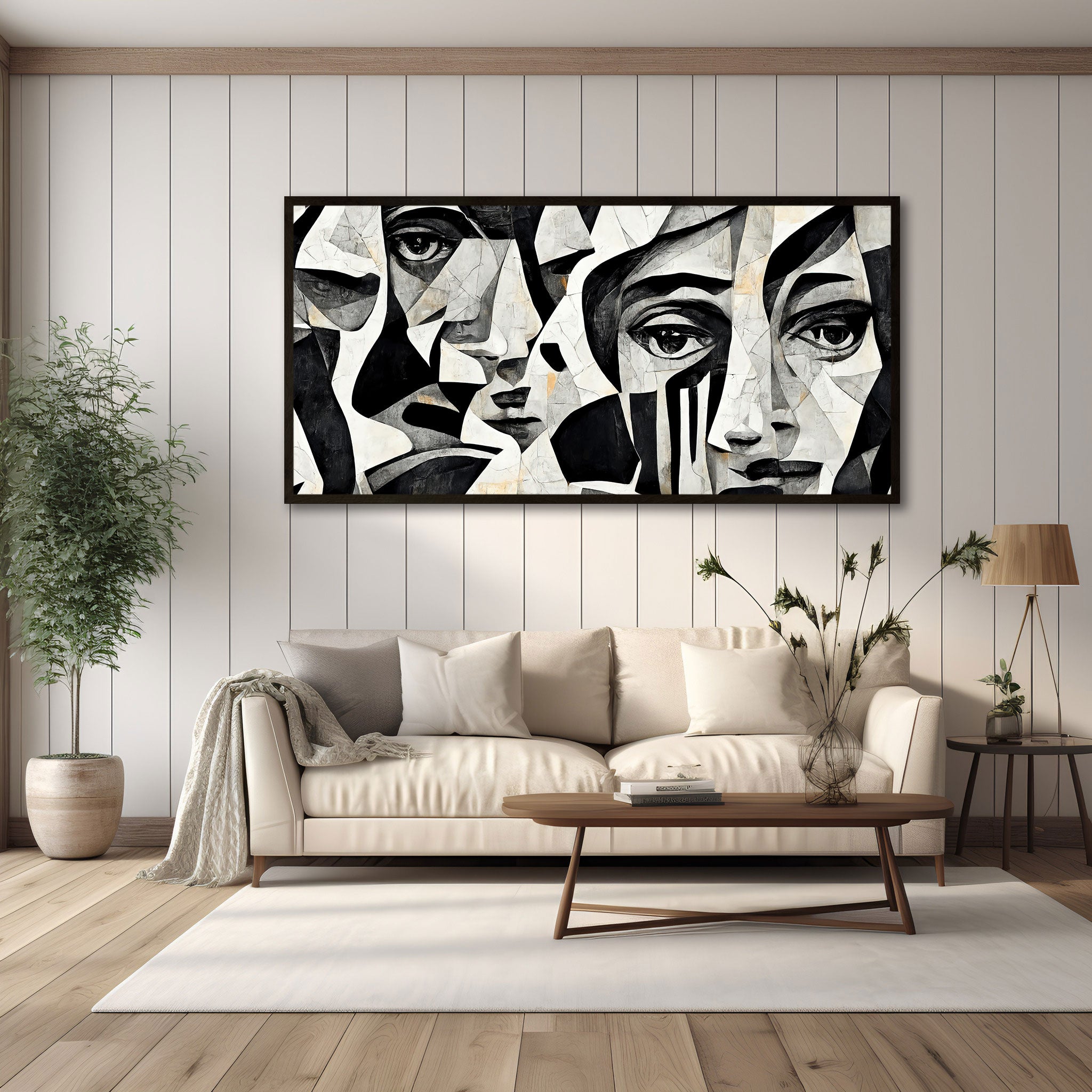 Modern faceAbstract Canvas painting with frame Big Size Wall Art for living room,Bedroom,Drawing room,Hotels