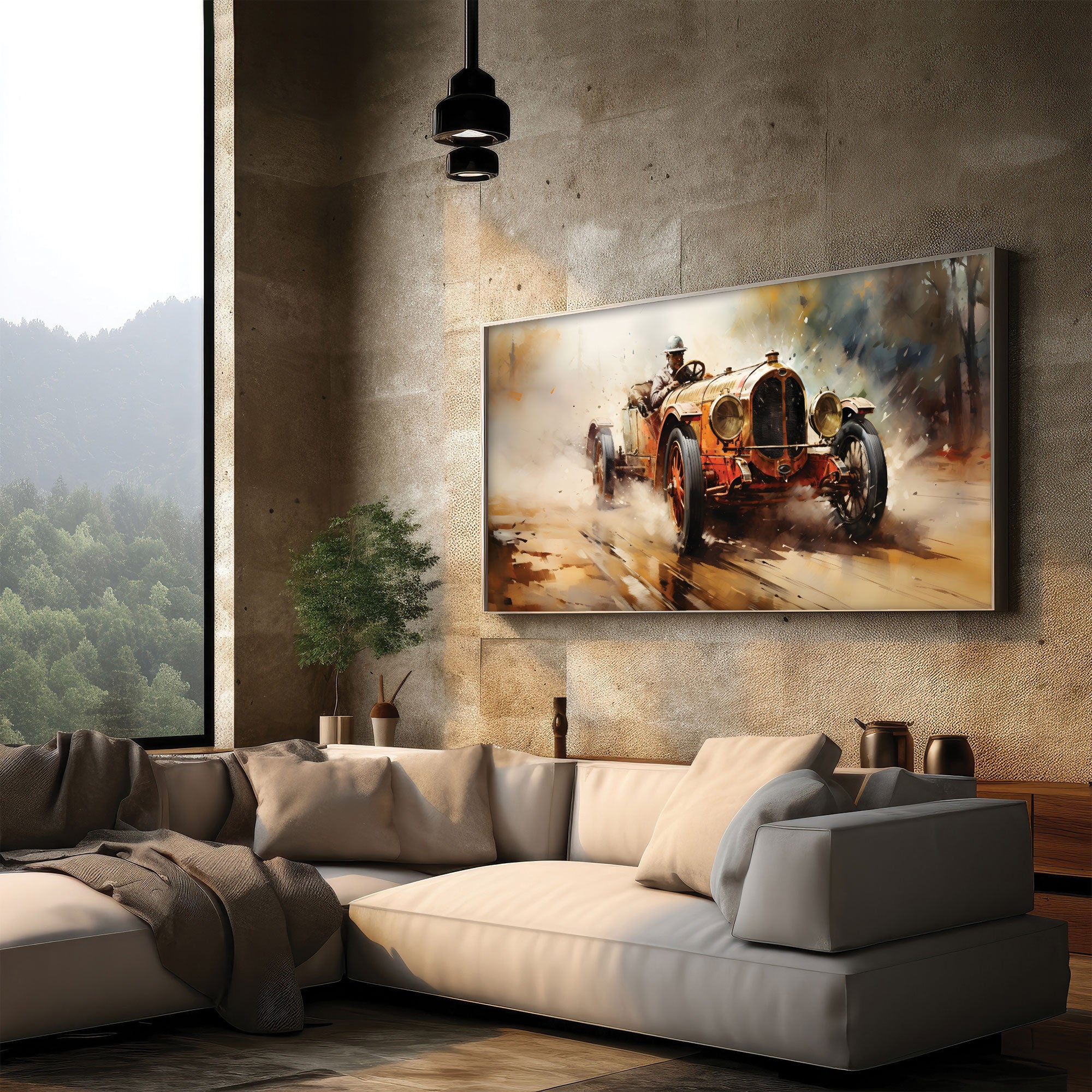 Vintage carAbstract Canvas painting with frame Big Size Wall Art for living room,Bedroom,Drawing room,Hotels