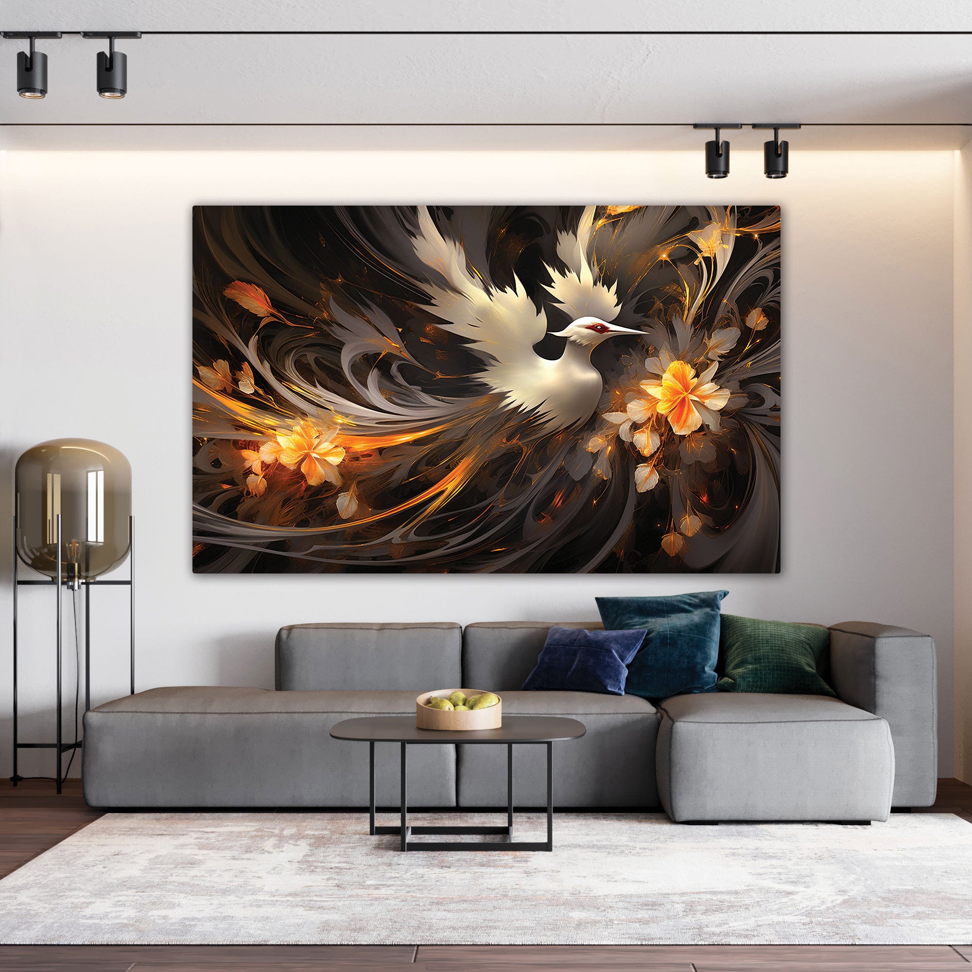 Golden bird Canvas painting with frame Big Size Wall Art for living room,Bedroom,Drawing room,Hotels