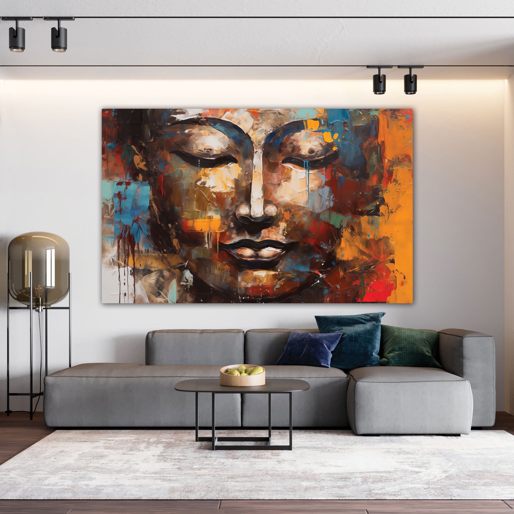 Lord gautam budha Canvas painting with frame Big Size Wall Art for living room,Bedroom,Drawing room,Hotels