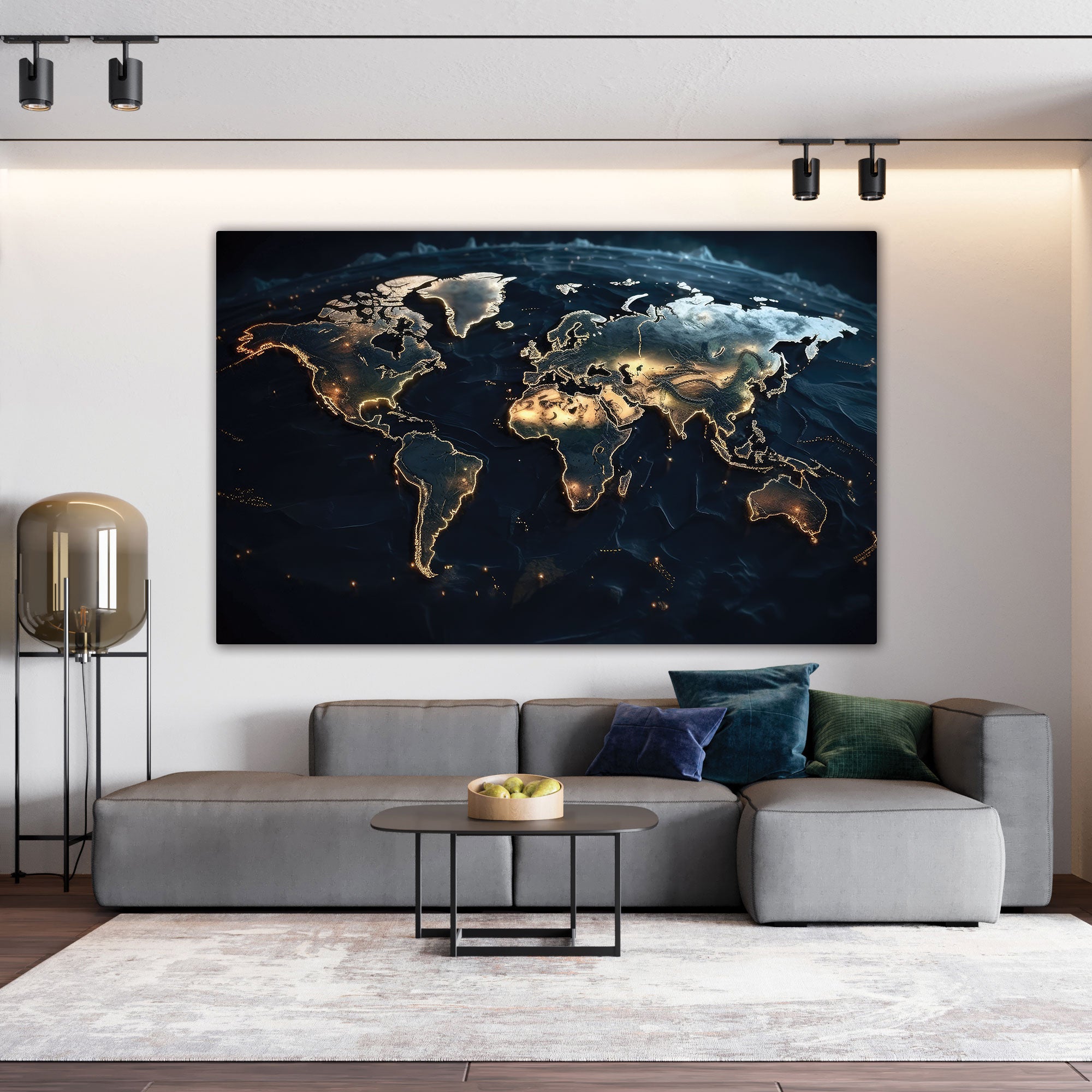World map Canvas painting with frame Big Size Wall Art for living room,Bedroom,Drawing room,Hotels