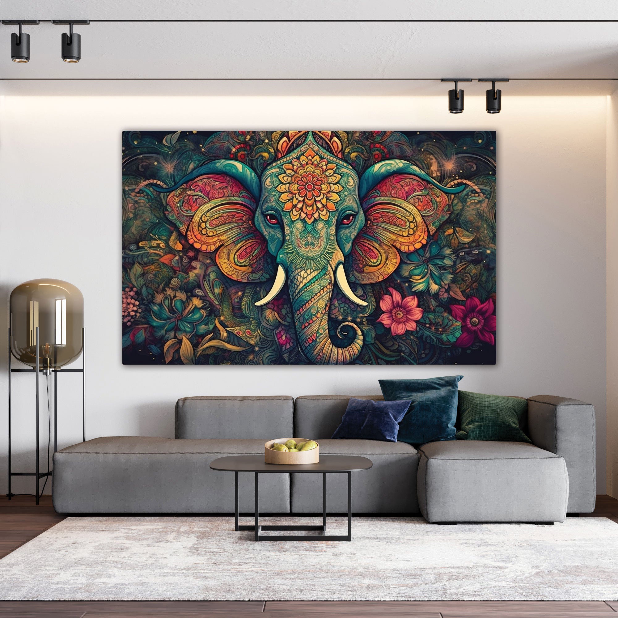 Ganesh ji Canvas painting with frame Big Size Wall Art for living room,Bedroom,Drawing room,Hotels