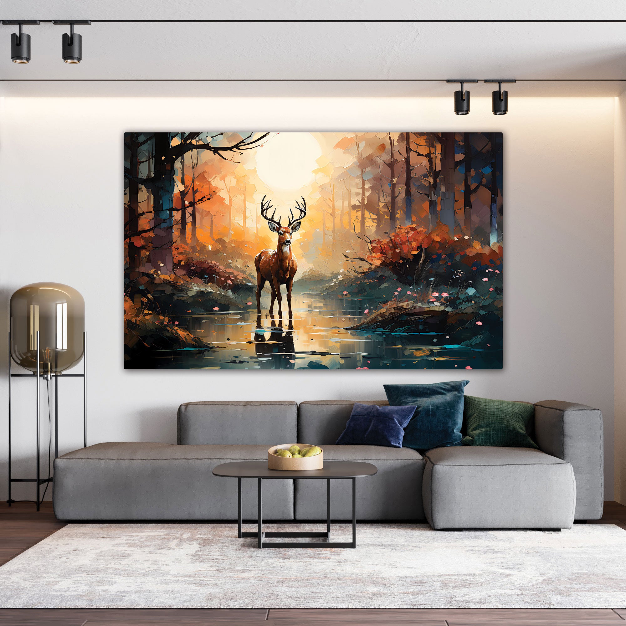 Deer Abstract Canvas painting with frame Big Size Wall Art for living room,Bedroom,Drawing room,Hotels