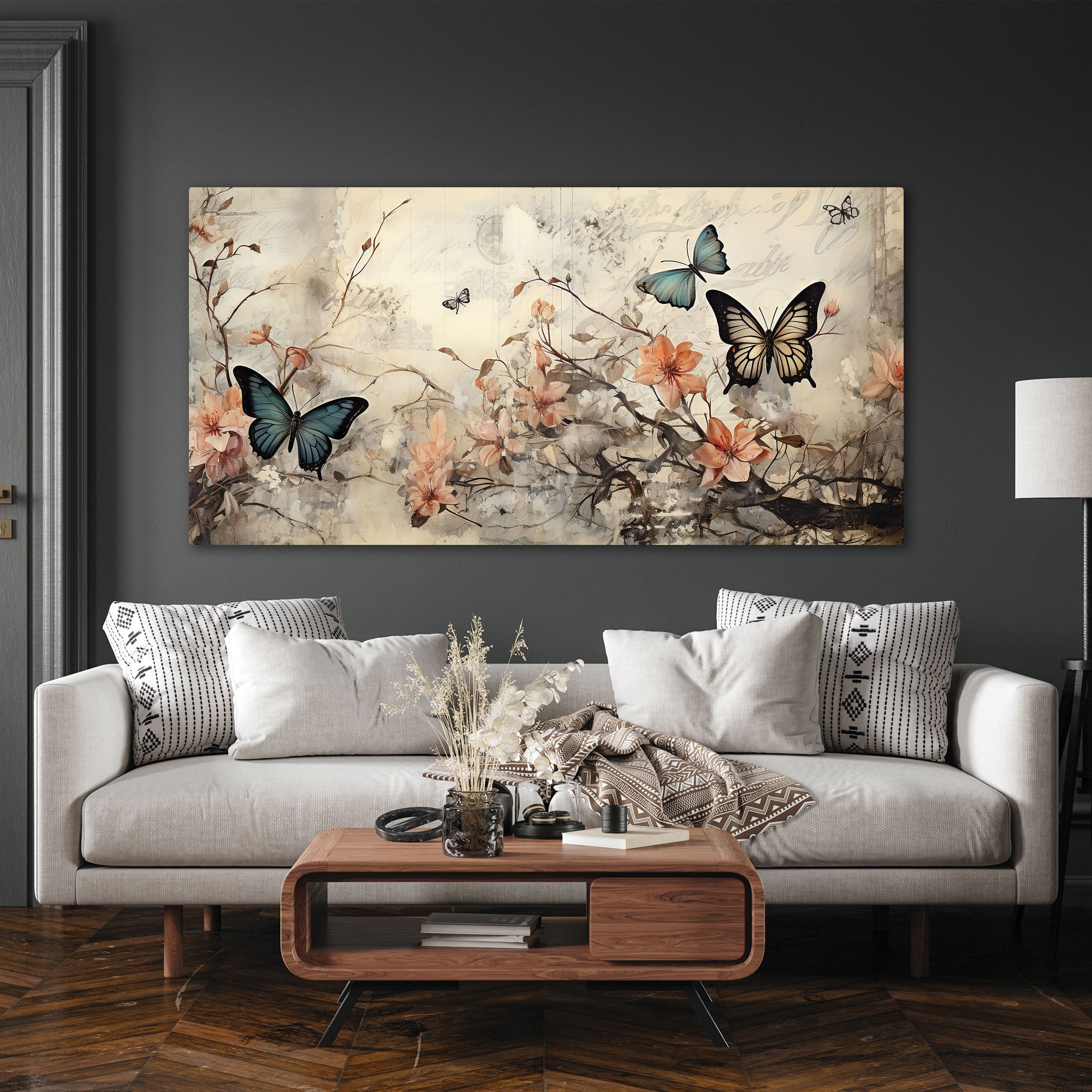 Modern butterfliesAbstract Canvas painting with frame Big Size Wall Art for living room,Bedroom,Drawing room,Hotels