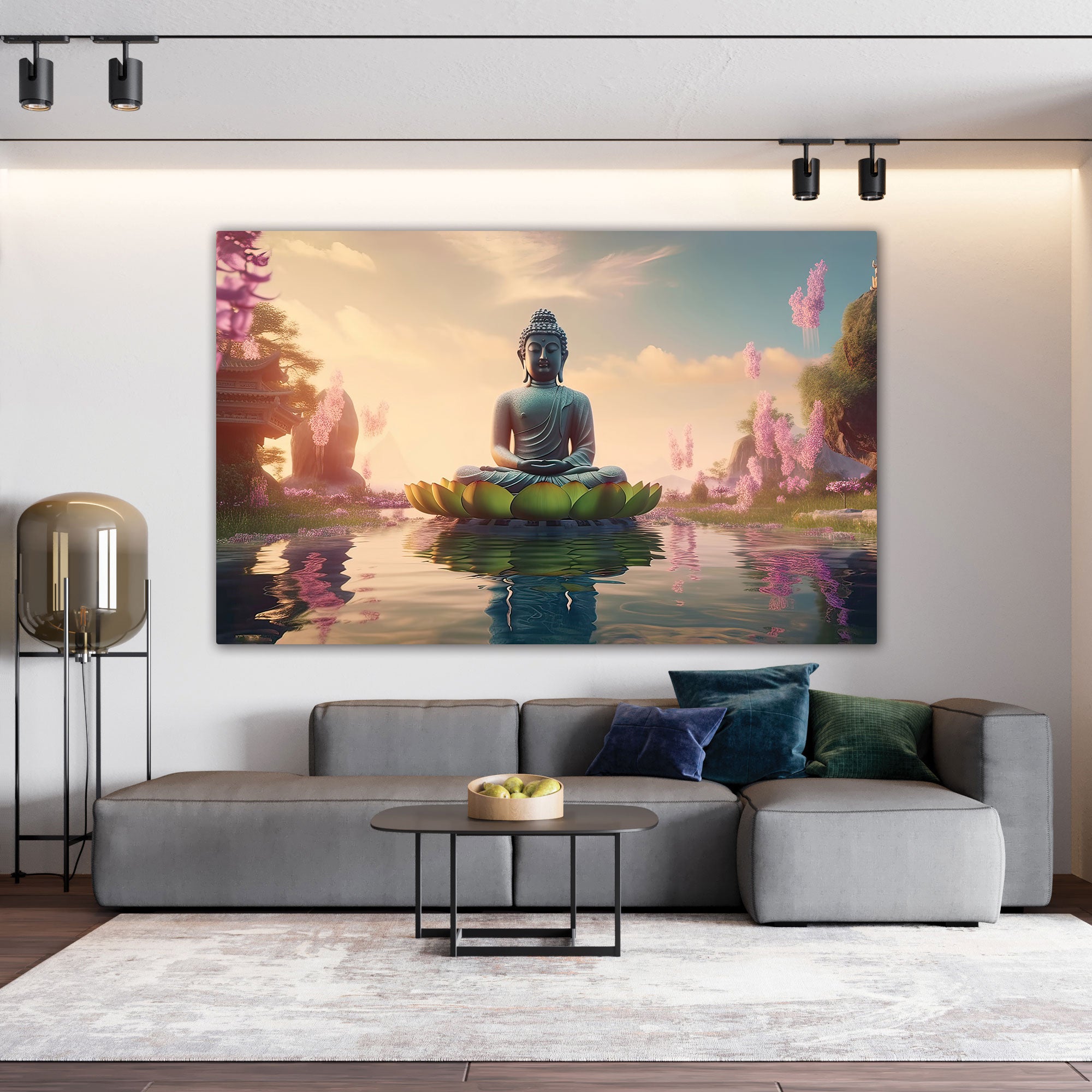 Lord budha meditating Canvas painting with frame Big Size Wall Art for living room,Bedroom,Drawing room,Hotels