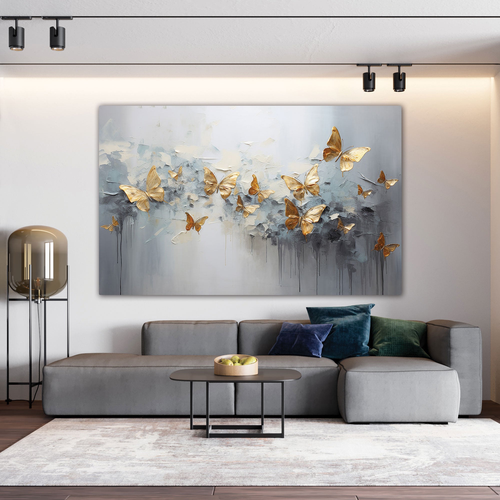 Golden butterfly Canvas painting Big Size Wall Art for living room,Bedroom,Drawing room,Hotels