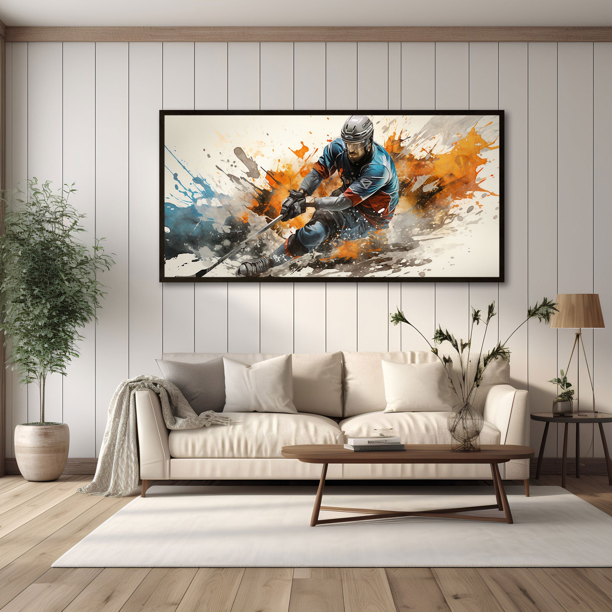 Ppanoramic hockeyAbstract Canvas painting Big Size Wall Art for living room,Bedroom,Drawing room,Hotels