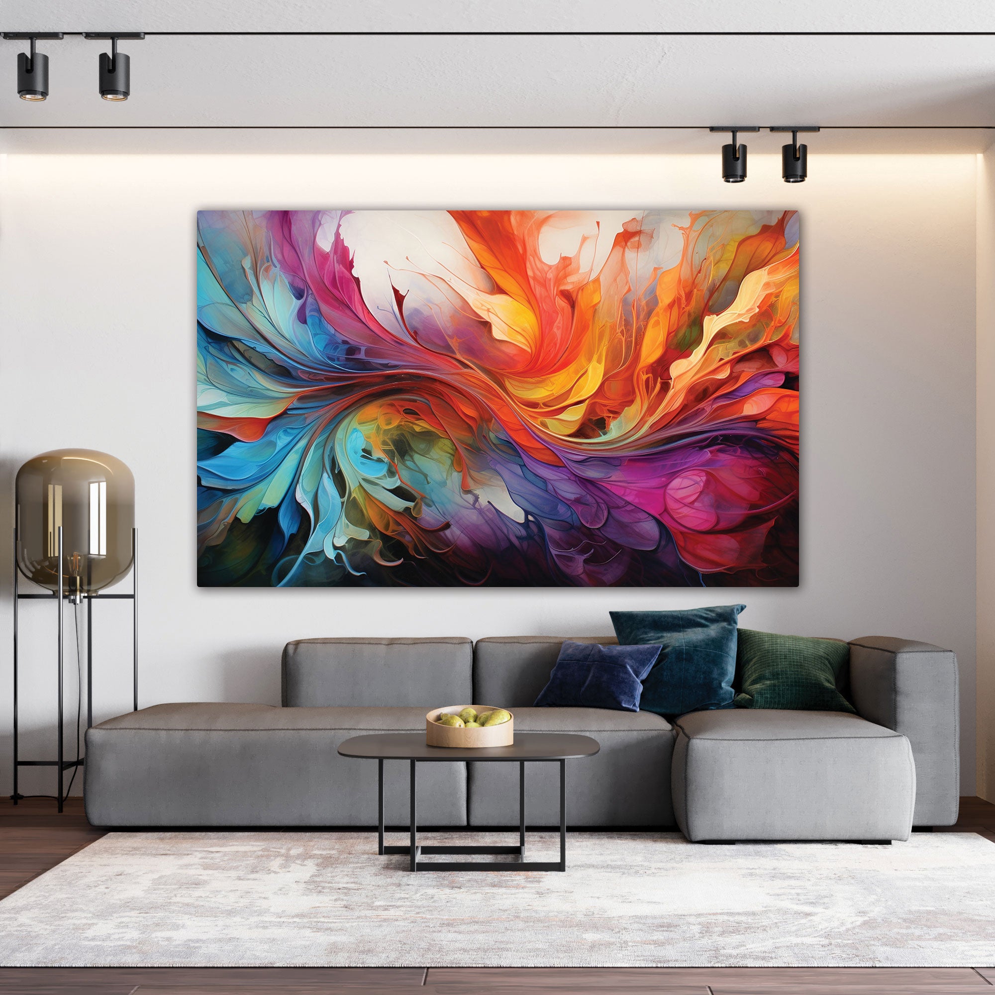 The Castle Decor multiclour abstract canvas/Sparkle painting with frame Big Size Wall Art for living room,Bedroom,Drawing room,Hotels-Wooden Framed-Digital Painting