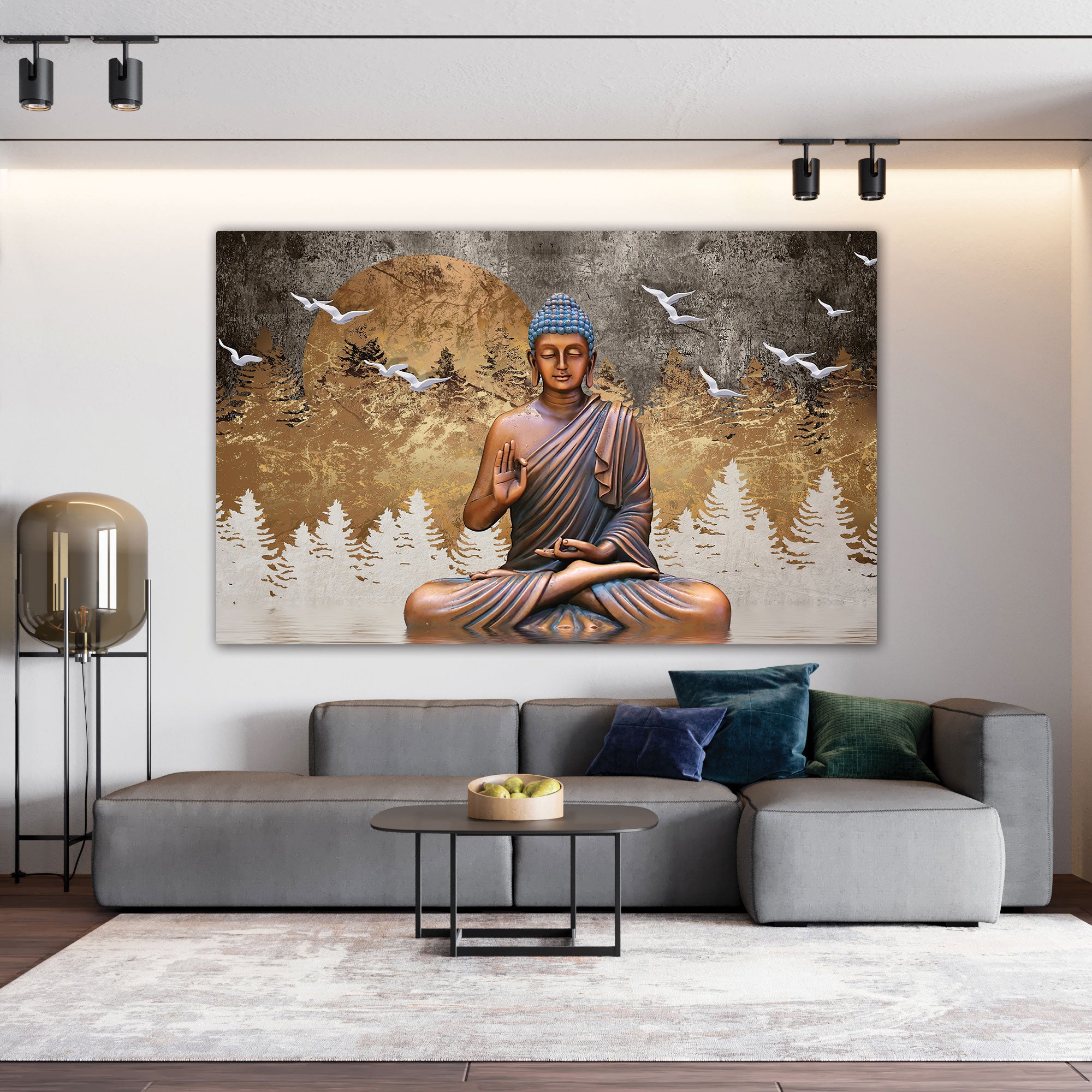 Modern budha art Canvas painting with frame Big Size Wall Art for living room,Bedroom,Drawing room,Hotels