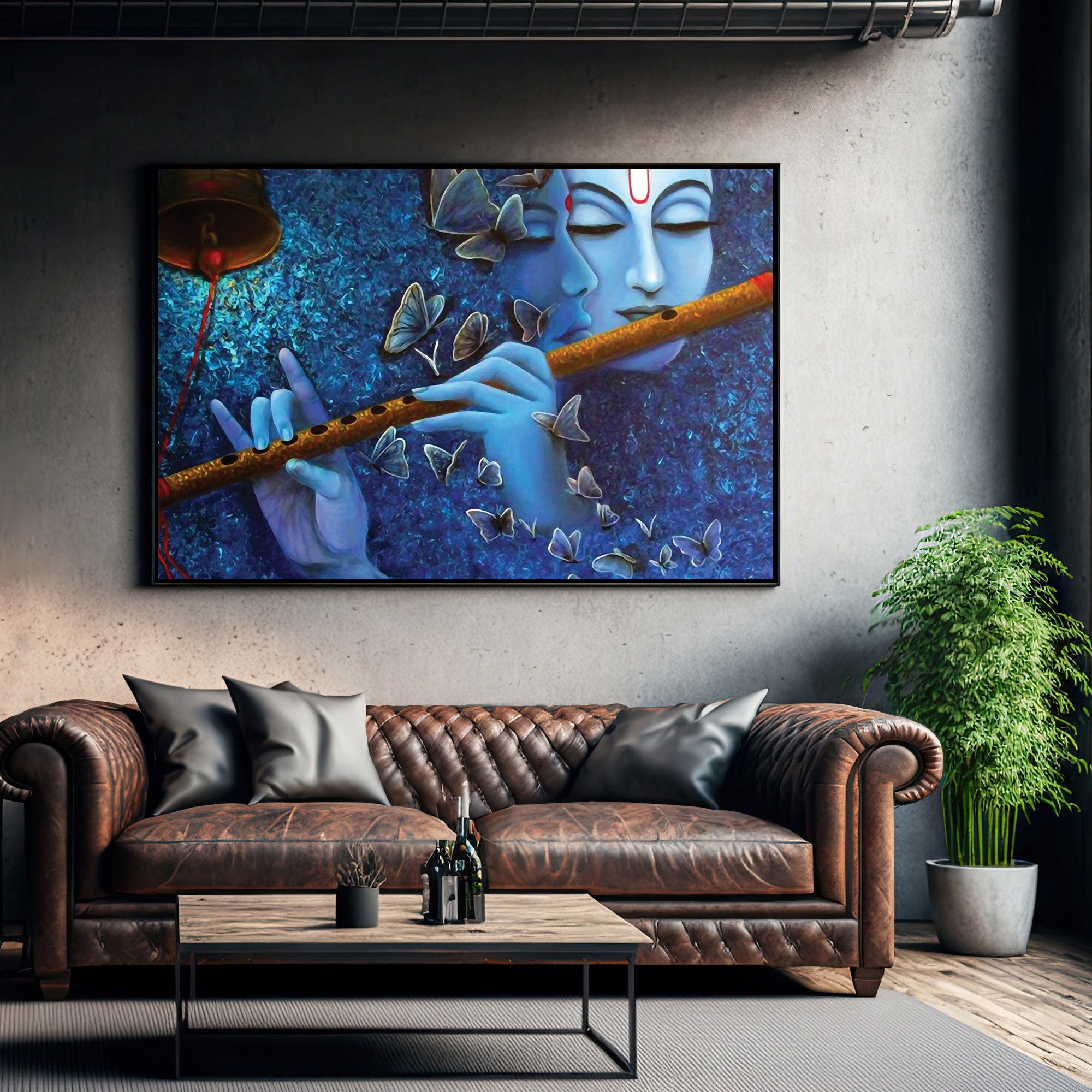 Radha krishnna beautiful Canvas painting with frame Big Size Wall Art for living room,Bedroom,Drawing room,Hotels