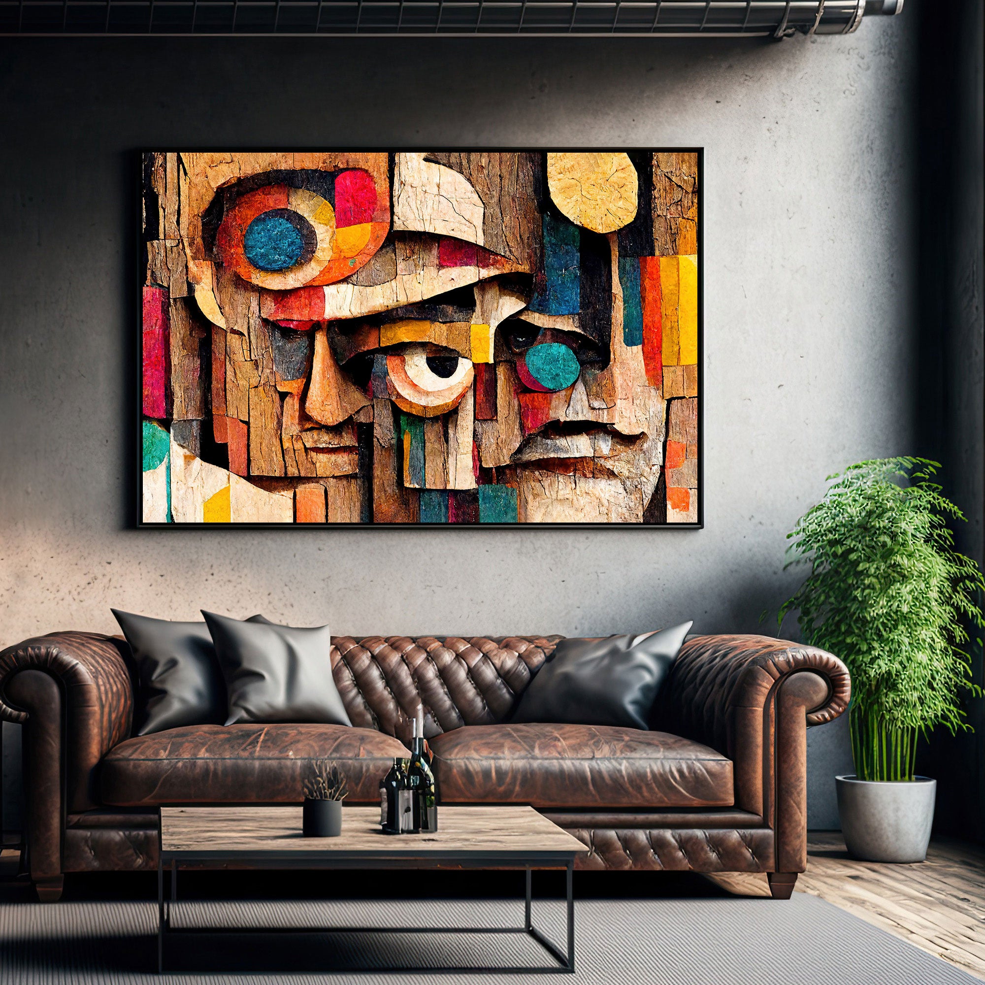 faceAbstract art Canvas painting with frame Big Size Wall Art for living room,Bedroom,Drawing room,Hotels