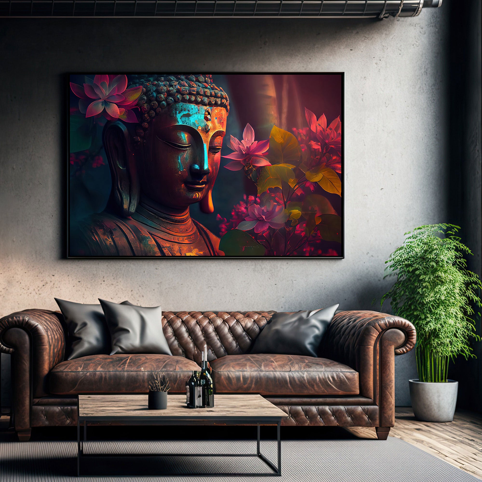 Budha art Canvas painting with frame Big Size Wall Art for living room,Bedroom,Drawing room,Hotels