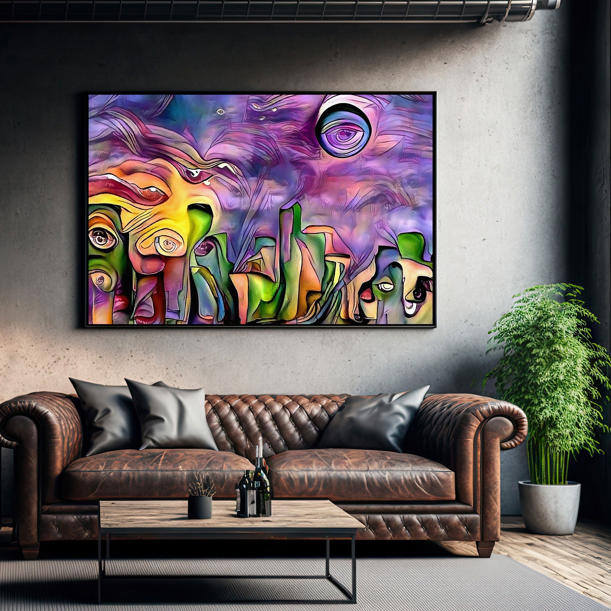 Swirly shapesAbstract Canvas painting with frame Big Size Wall Art for living room,Bedroom,Drawing room,Hotels
