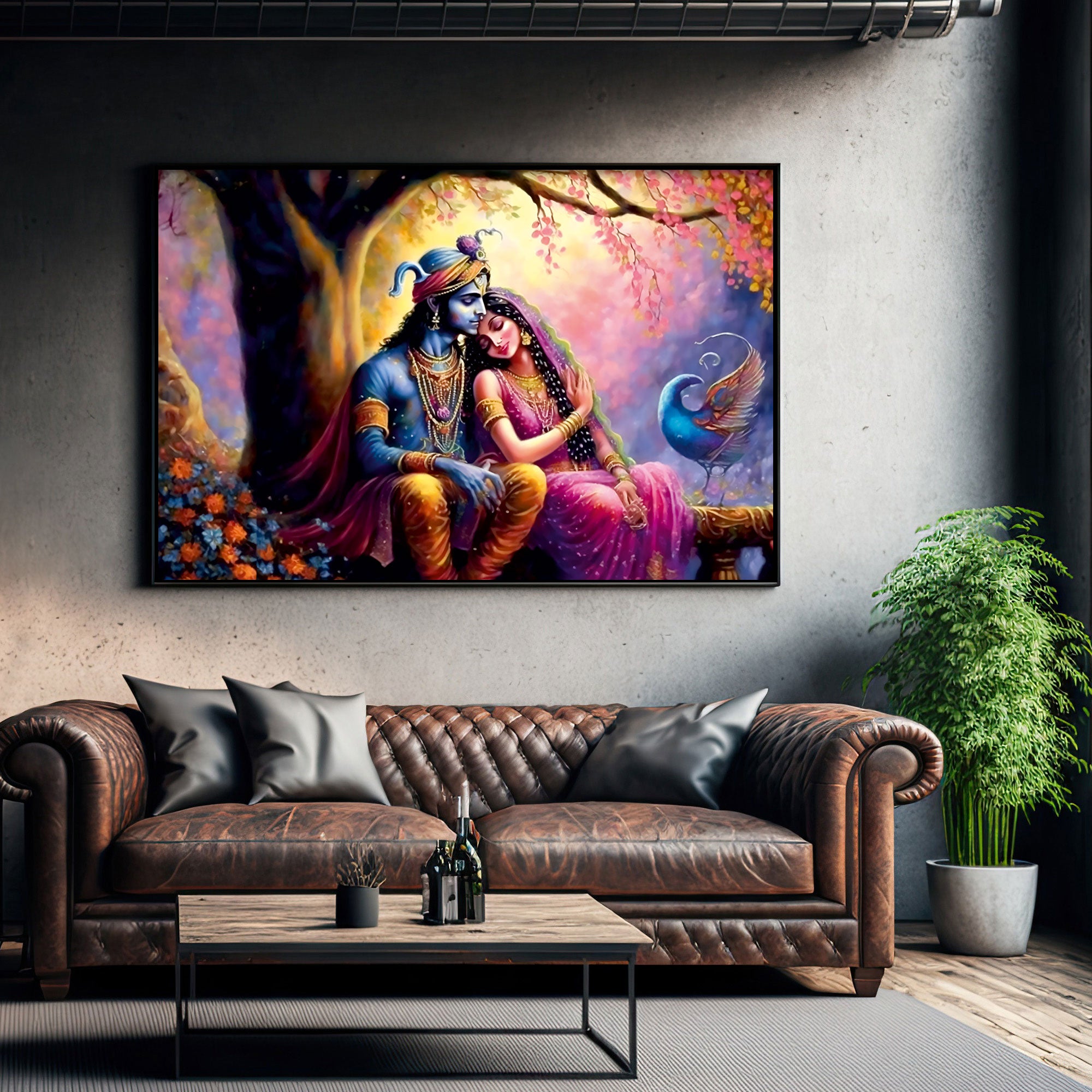 Radha krishna Canvas painting Big Size Wall Art for living room,Bedroom,Drawing room,Hotels