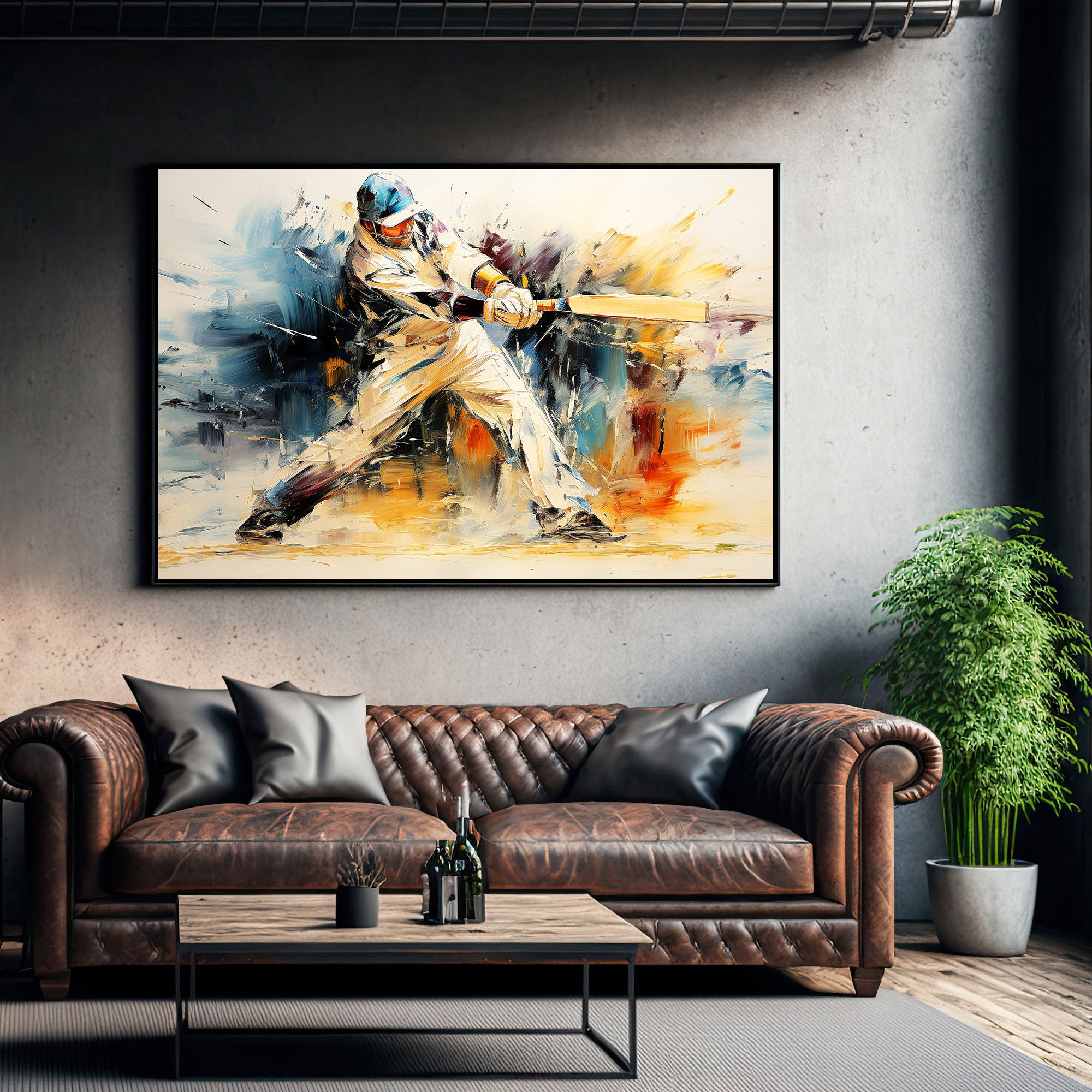 The Castle Decor cricket shot canvas/Sparkle painting Big Size Wall Art for living room,Bedroom,Drawing room,Hotels-Wooden Framed-Digital Painting