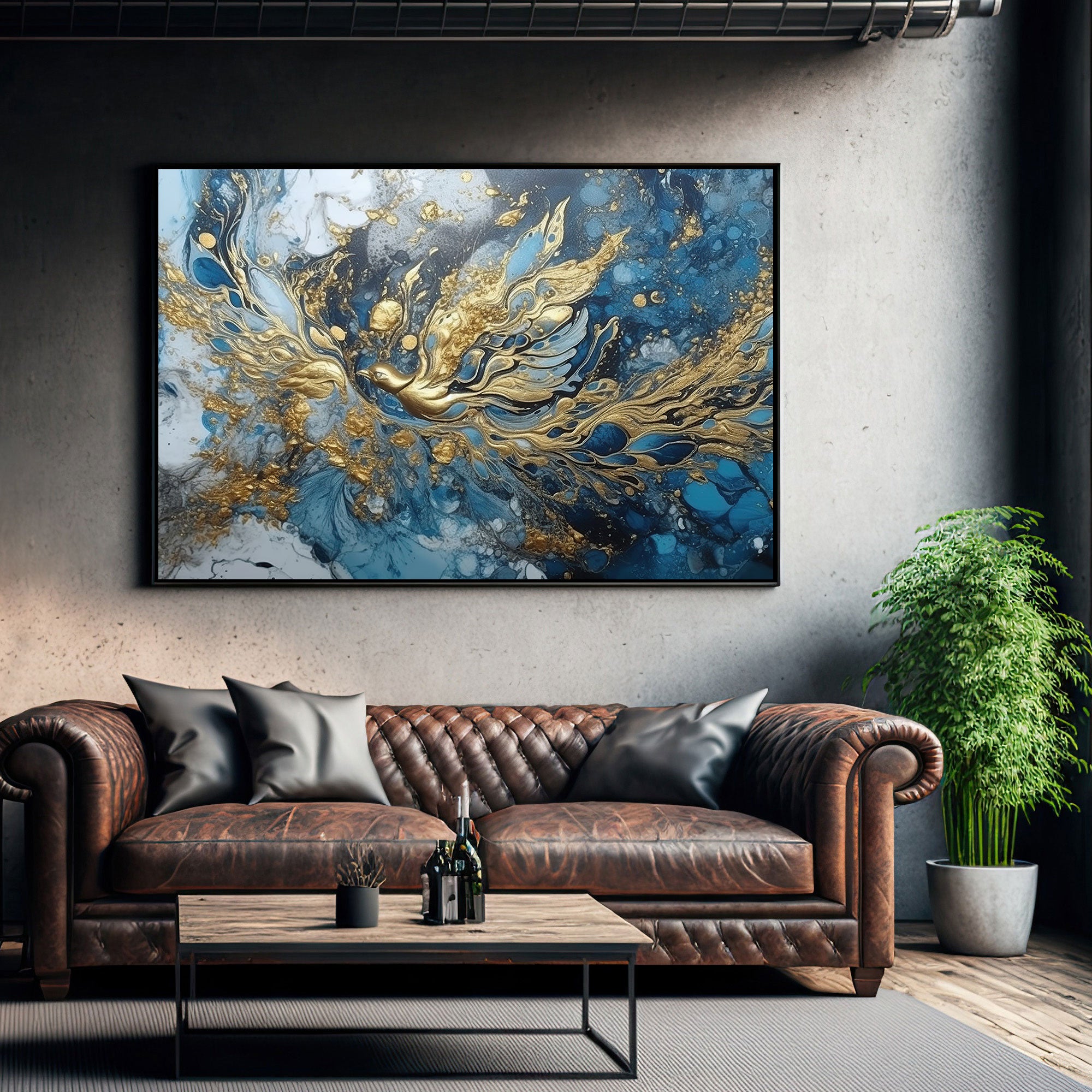 Abstract bird Canvas painting with frame Big Size Wall Art for living room,Bedroom,Drawing room,Hotels