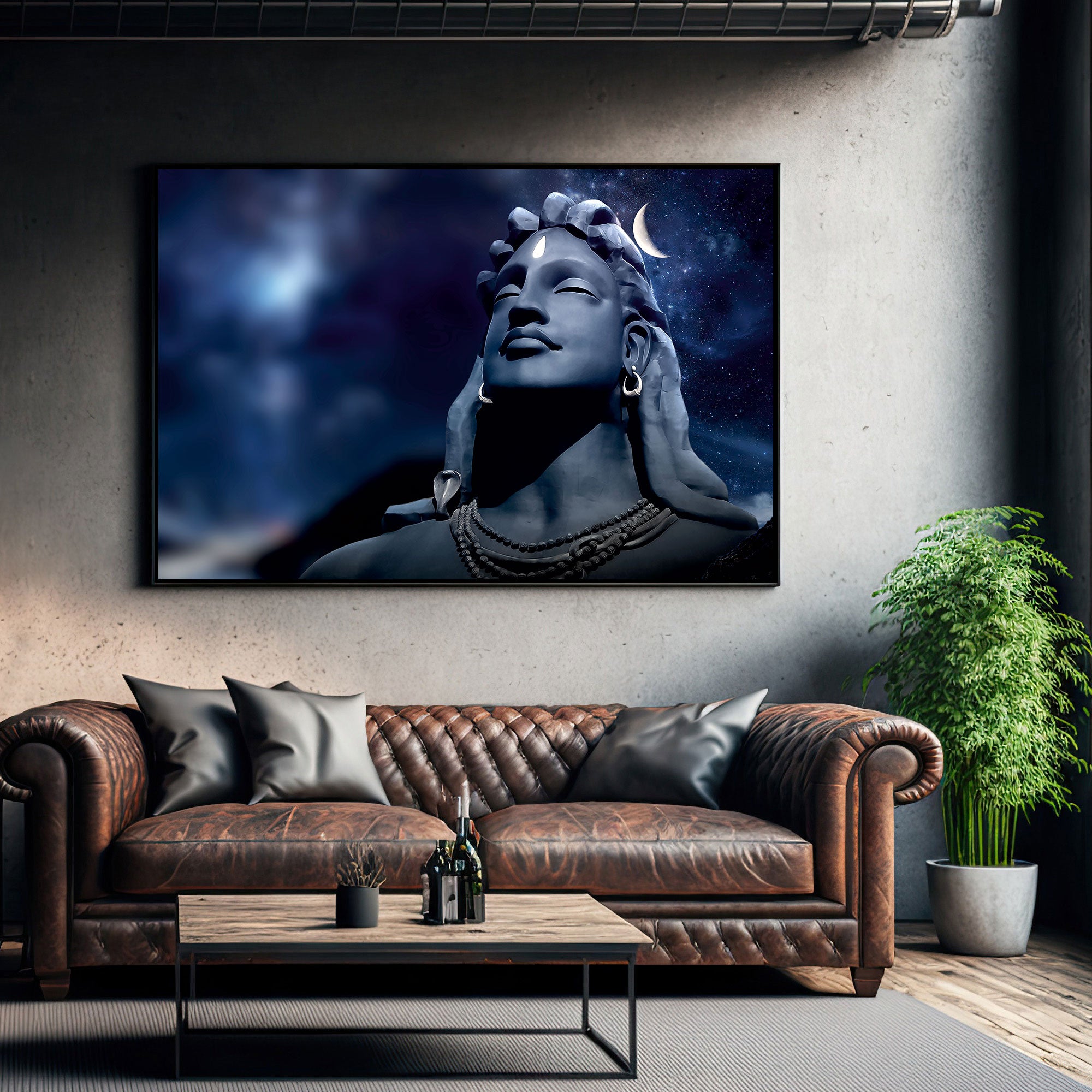 Adiyogi Canvas painting with frame Big Size Wall Art for living room,Bedroom,Drawing room,Hotels