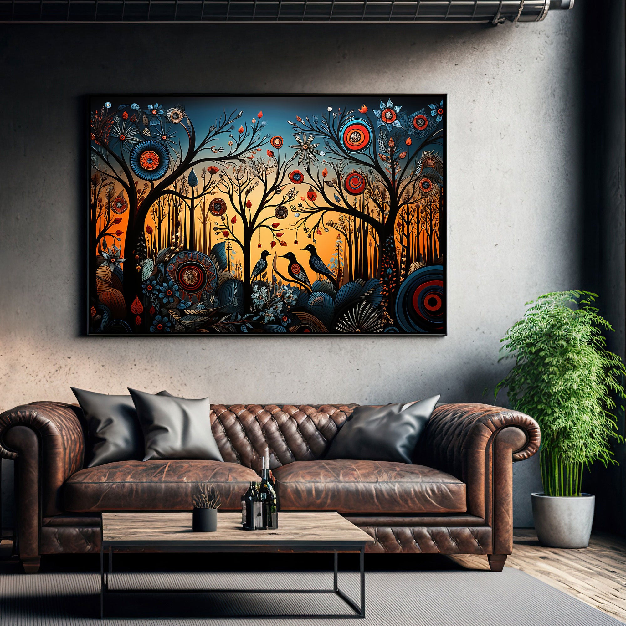 BirdsAbstract Canvas painting with frame Big Size Wall Art for living room,Bedroom,Drawing room,Hotels