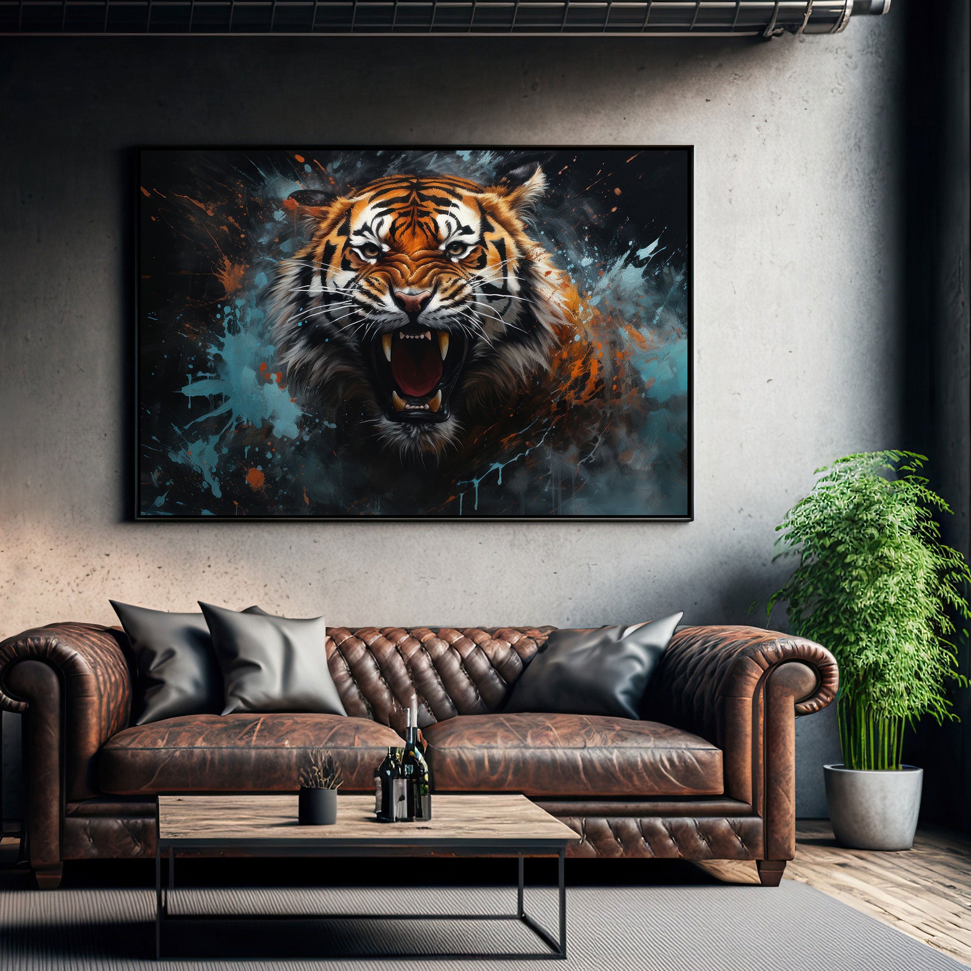 TigerAbstract Canvas painting with frame Big Size Wall Art for living room,Bedroom,Drawing room,Hotels
