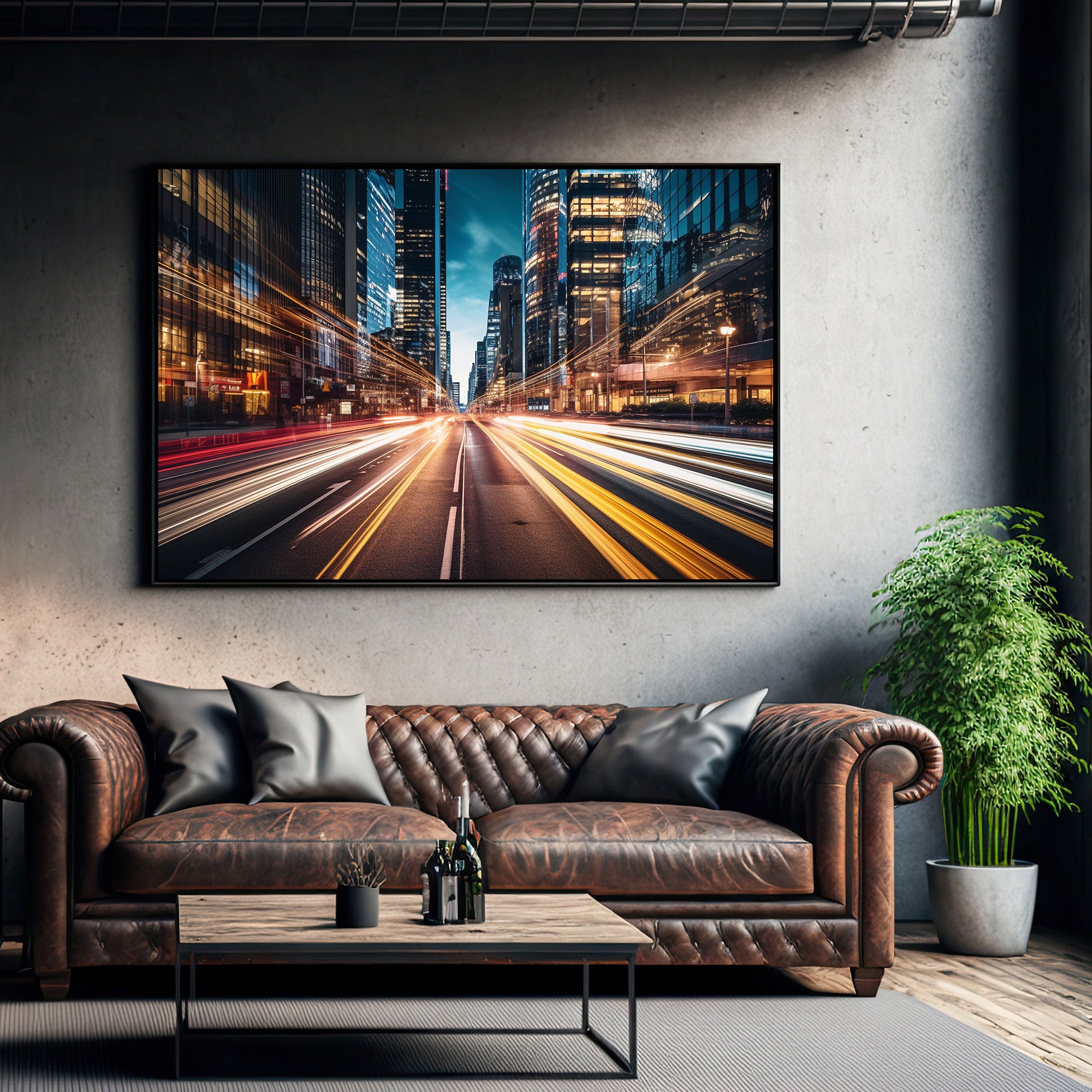 City life Canvas painting with frame Big Size Wall Art for living room,Bedroom,Drawing room,Hotels