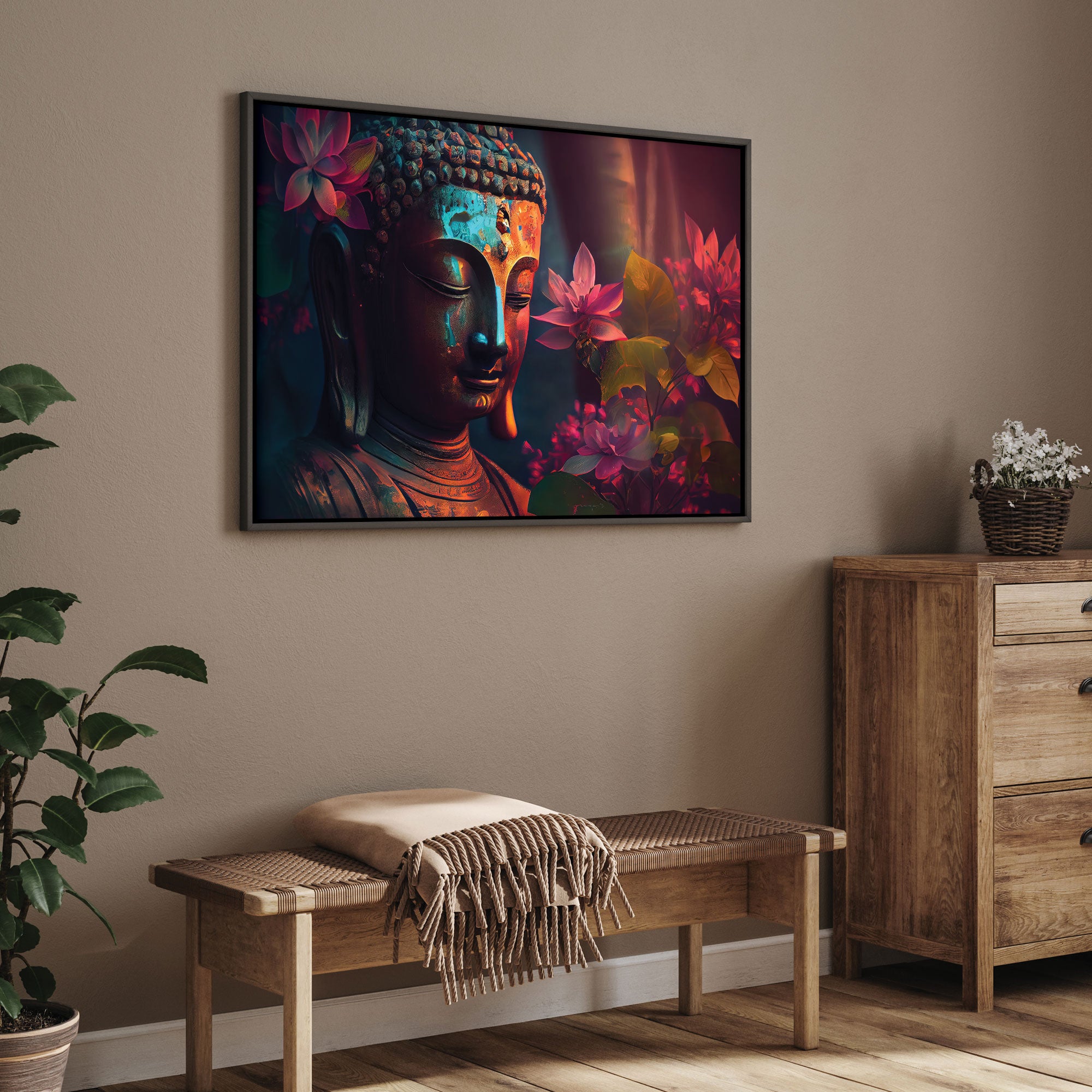 Budha art Canvas painting with frame Big Size Wall Art for living room,Bedroom,Drawing room,Hotels