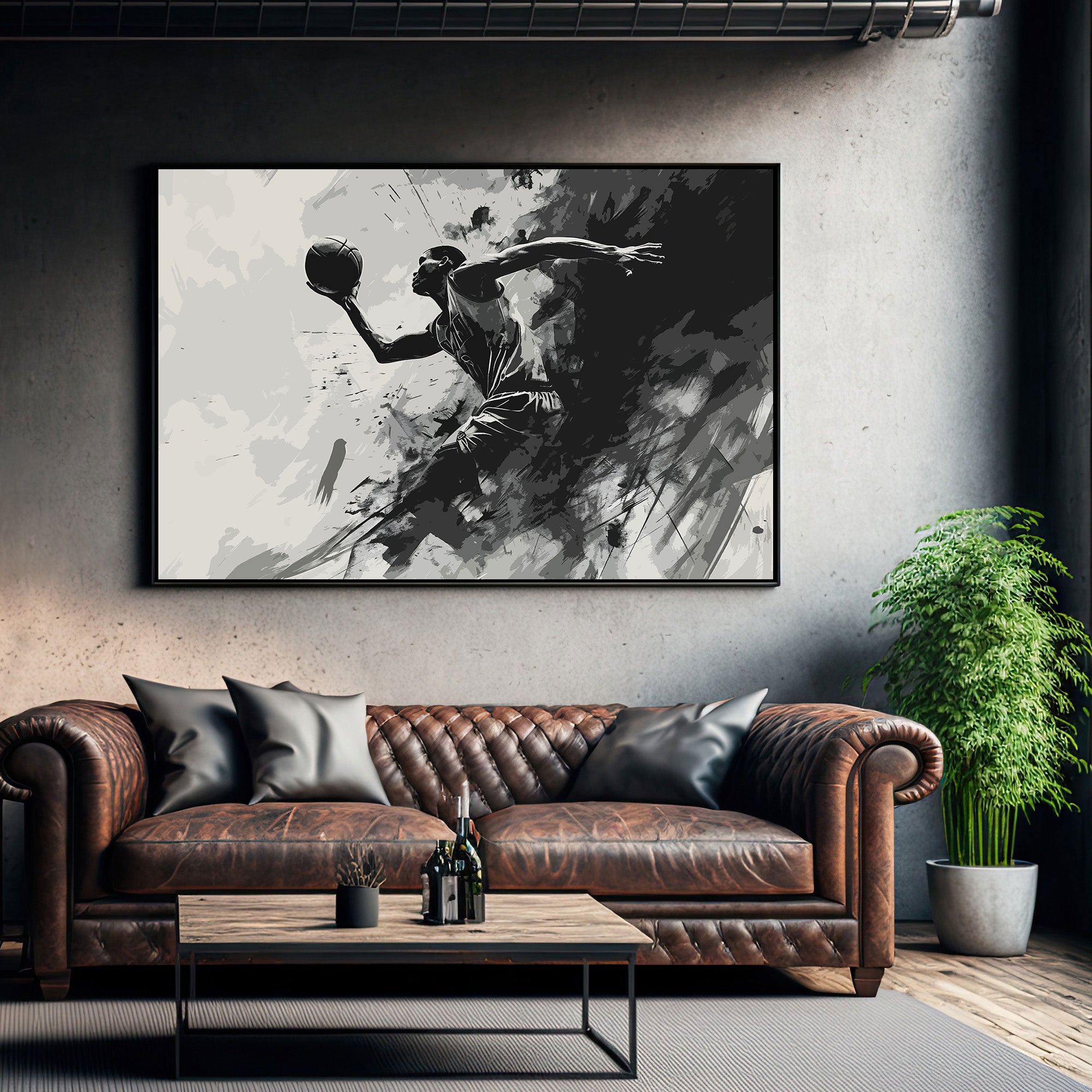 Basketball Canvas painting with frame Big Size Wall Art for living room,Bedroom,Drawing room,Hotels