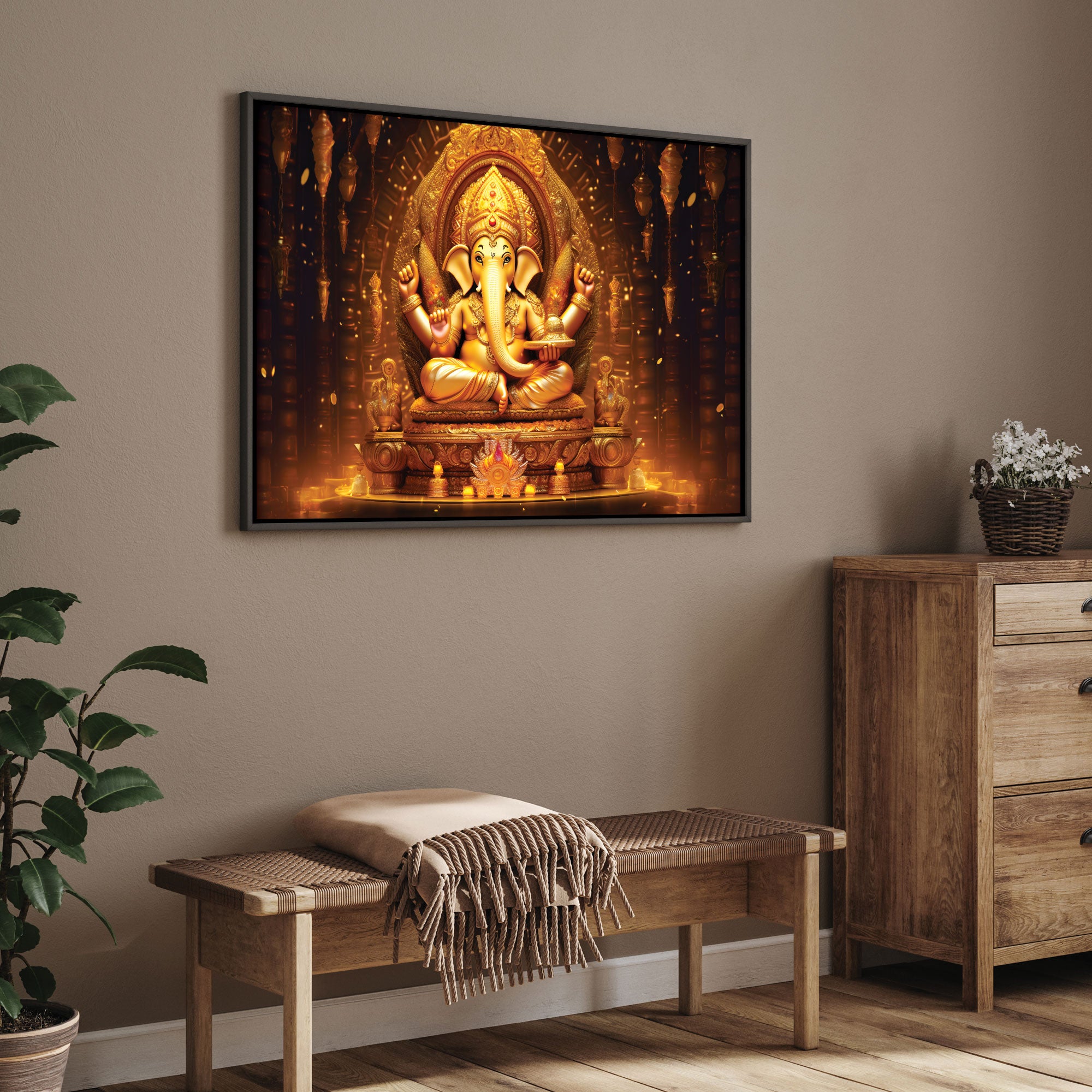 Ganesha Canvas painting with frame Big Size Wall Art for living room,Bedroom,Drawing room,Hotels