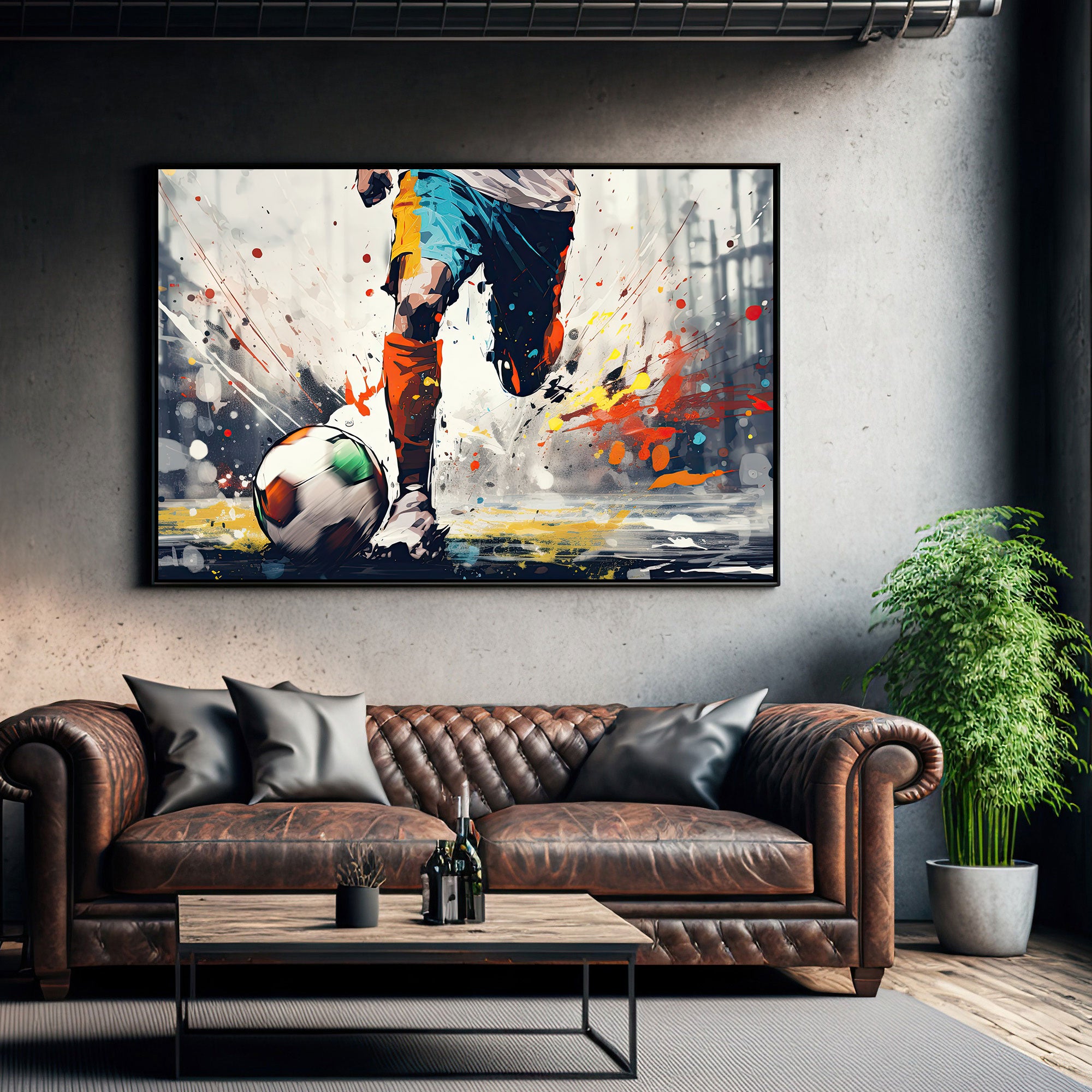 Football Canvas painting with frame Big Size Wall Art for living room,Bedroom,Drawing room,Hotels