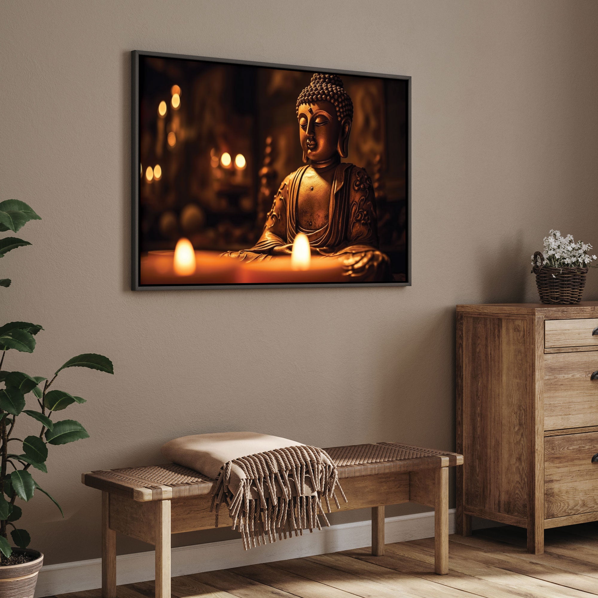 Budha art Canvas painting with frame Big Size Wall Art for living room,Bedroom,Drawing room,Hotels