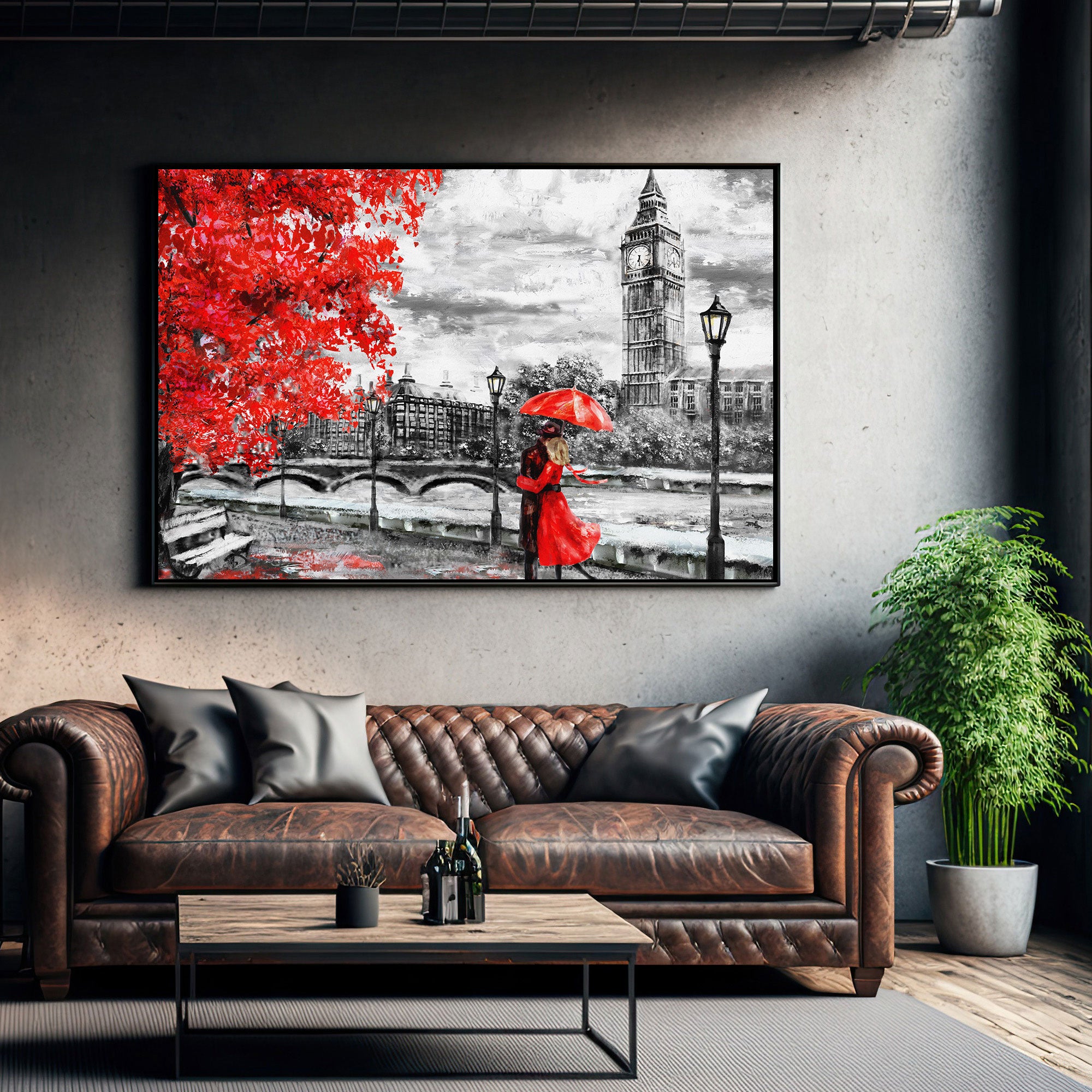 Feeby London Canvas painting with frame Big Size Wall Art for living room,Bedroom,Drawing room,Hotels