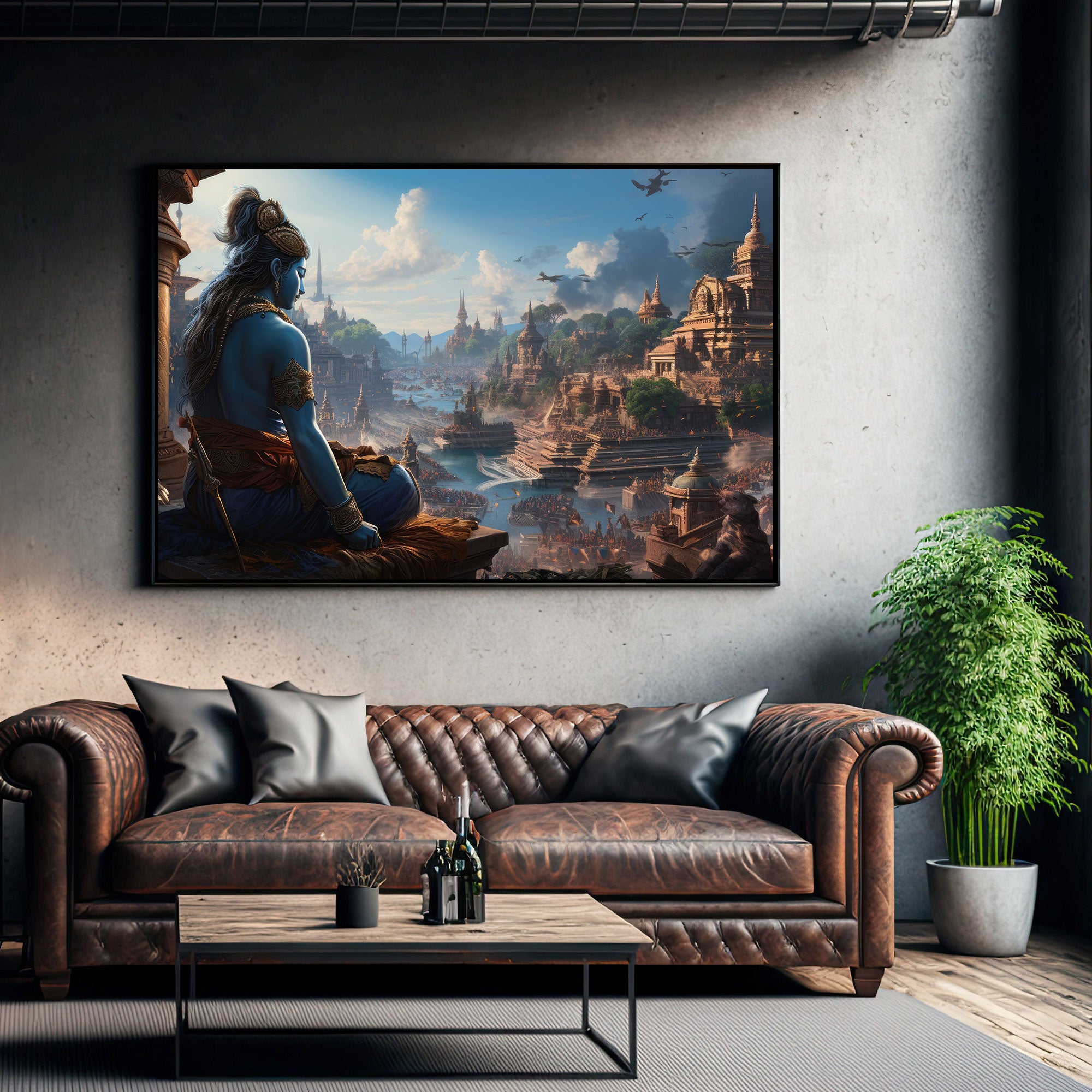 Lord rama Canvas painting with frame Big Size Wall Art for living room,Bedroom,Drawing room,Hotels