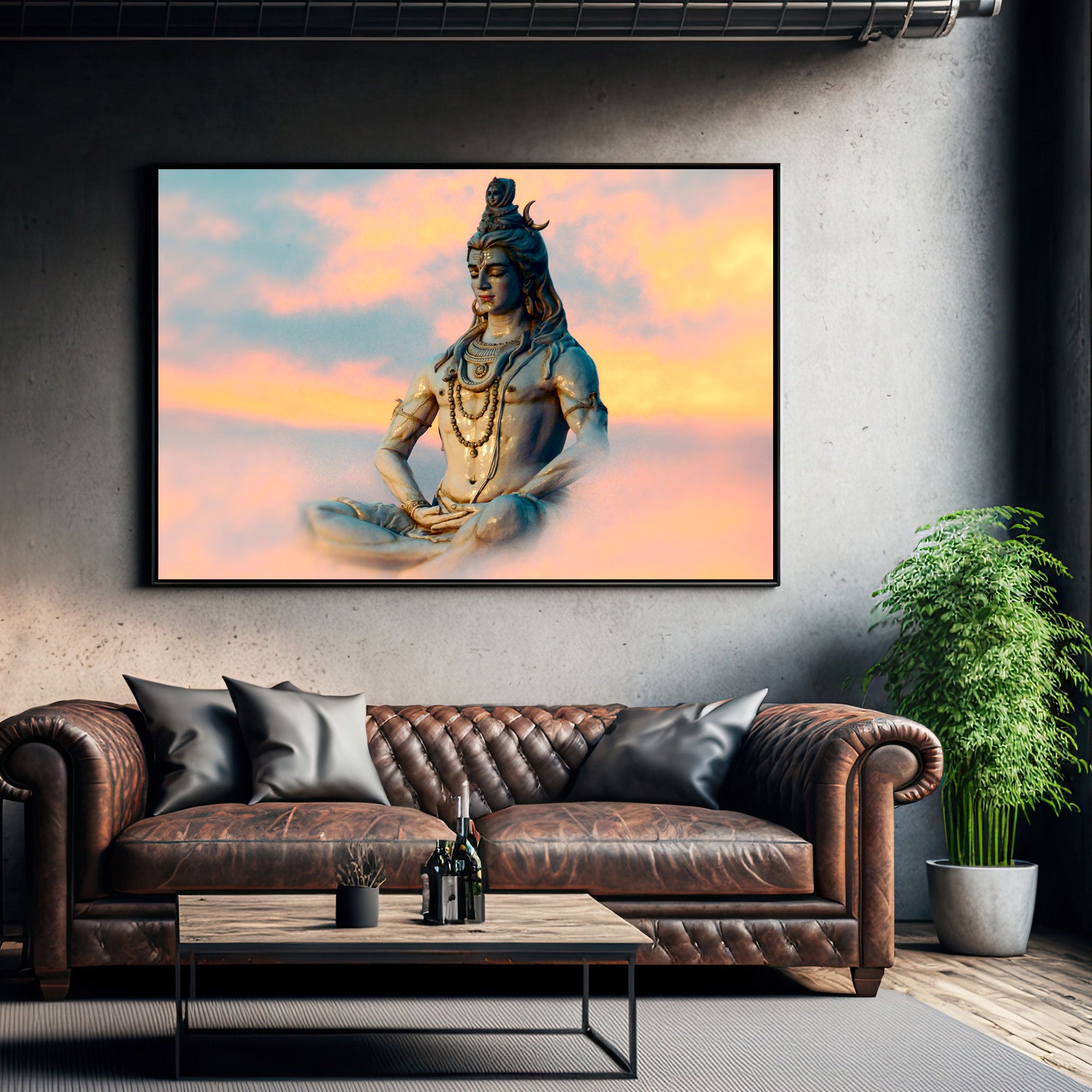Lord shiva Canvas painting with frame Big Size Wall Art for living room,Bedroom,Drawing room,Hotels