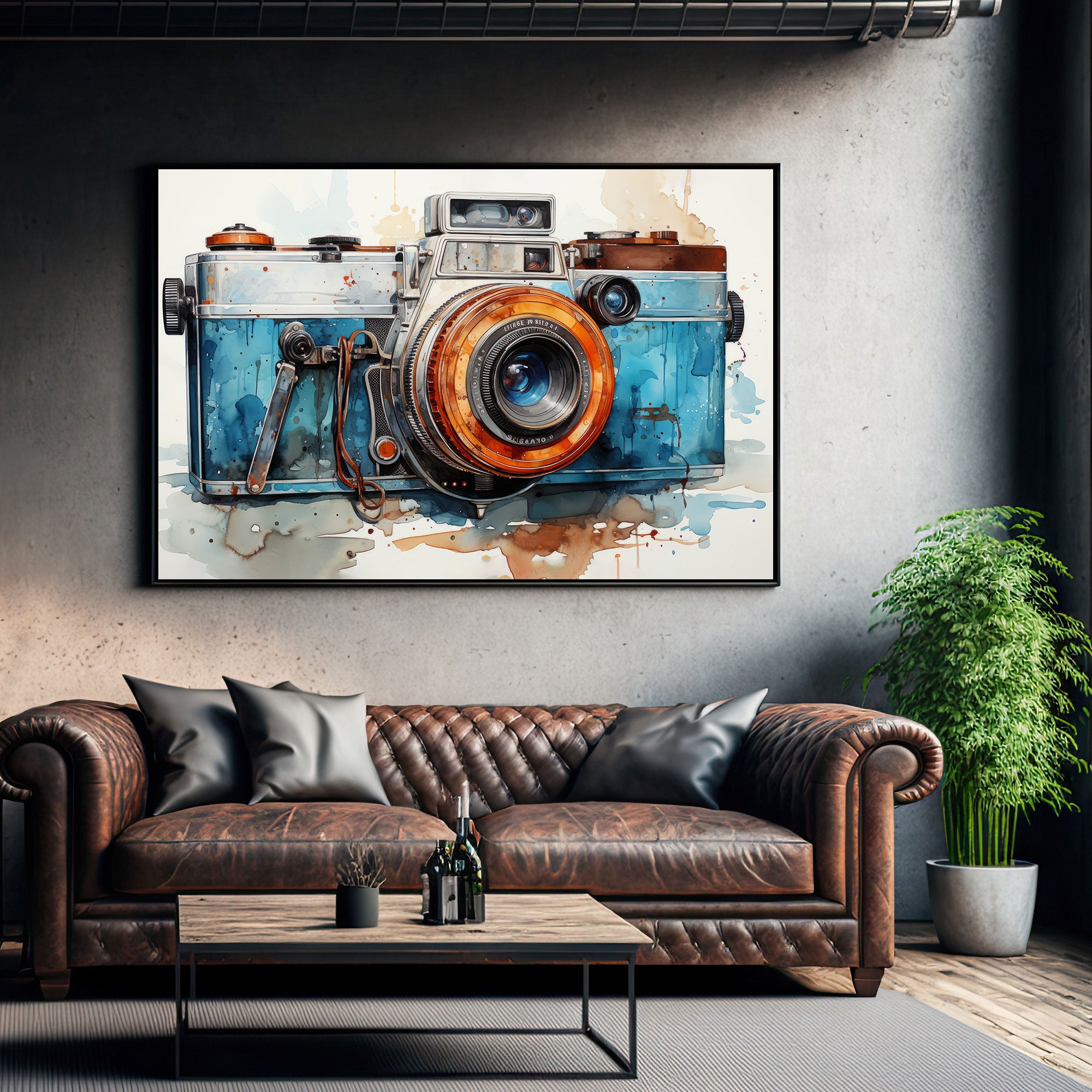 CameraAbstract Canvas painting with frame Big Size Wall Art for living room,Bedroom,Drawing room,Hotels