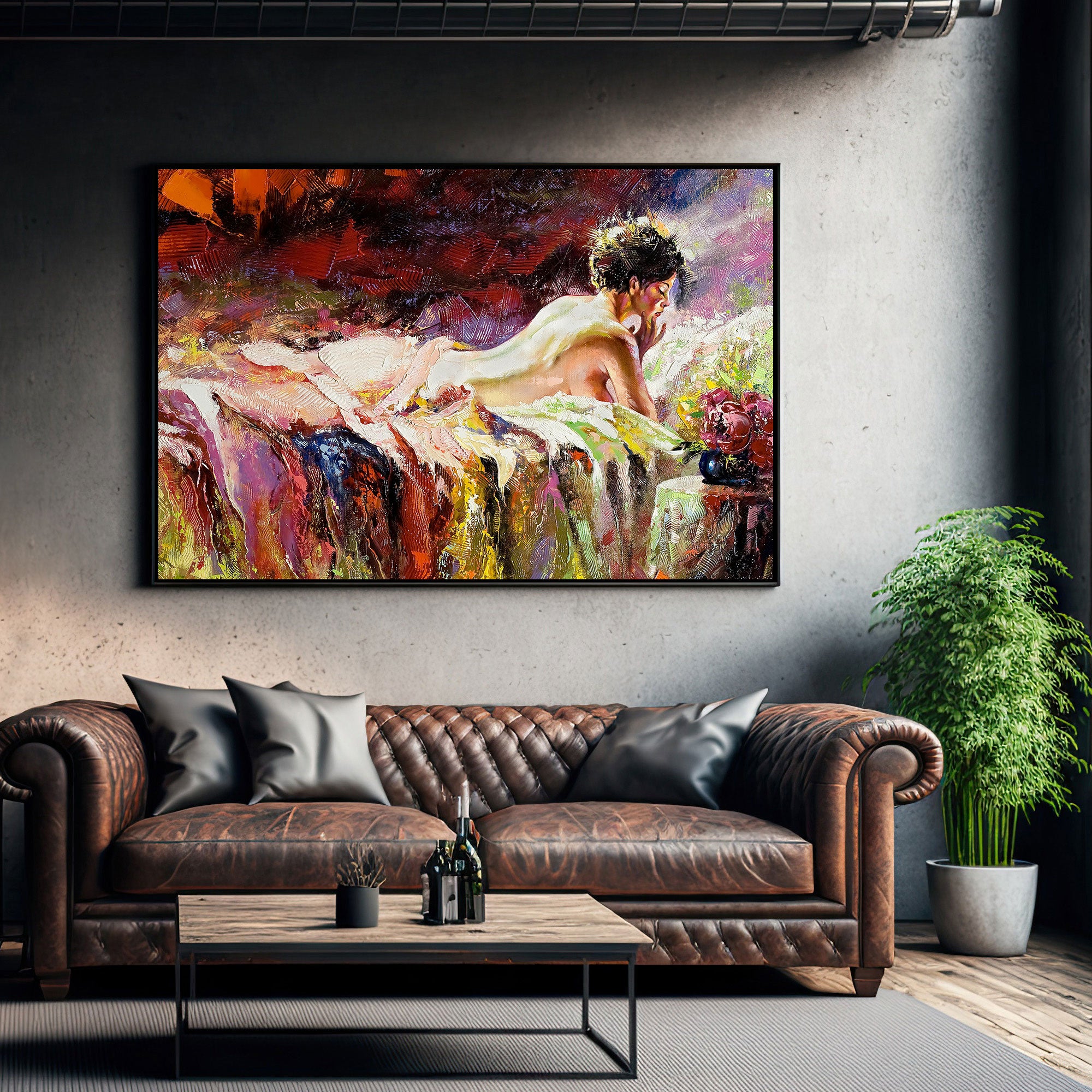Naked Women Canvas painting with frame Big Size Wall Art for living room,Bedroom,Drawing room,Hotels