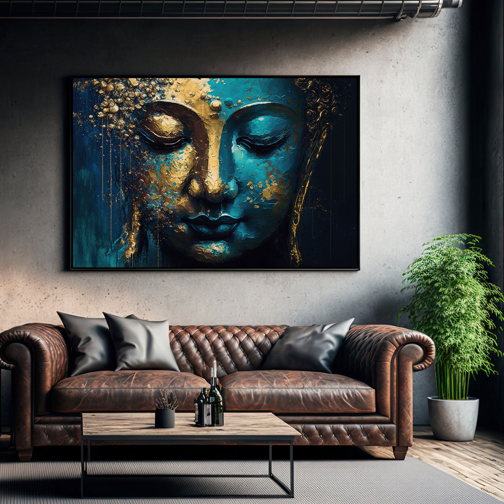 Lord budhism Canvas painting with frame Big Size Wall Art for living room,Bedroom,Drawing room,Hotels