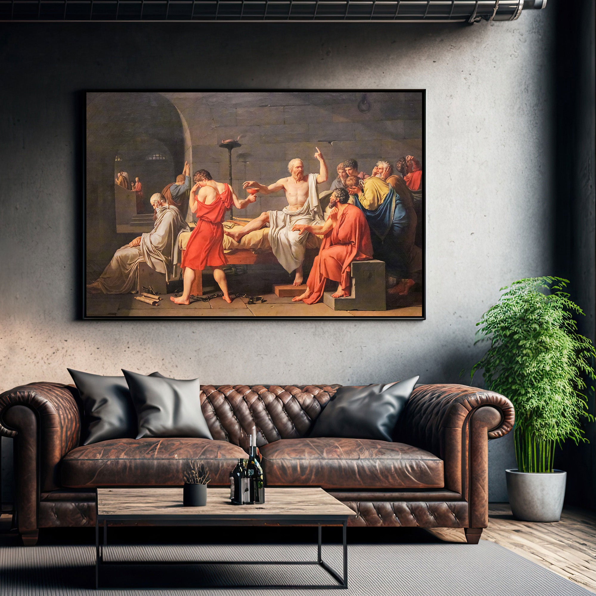 Death of socrates Canvas painting with frame Big Size Wall Art for living room,Bedroom,Drawing room,Hotels