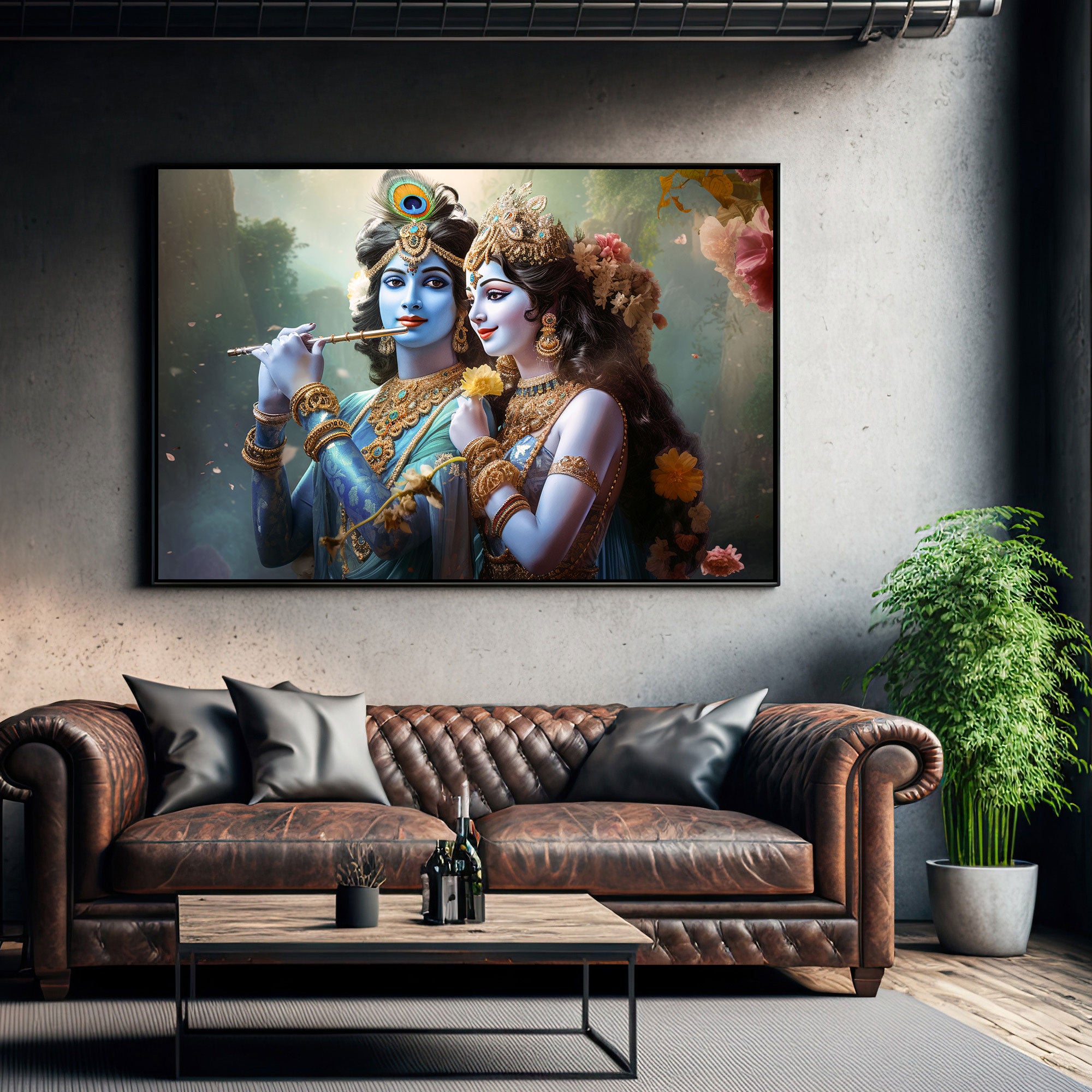 Radha krishan ji Canvas painting with frame Big Size Wall Art for living room,Bedroom,Drawing room,Hotels