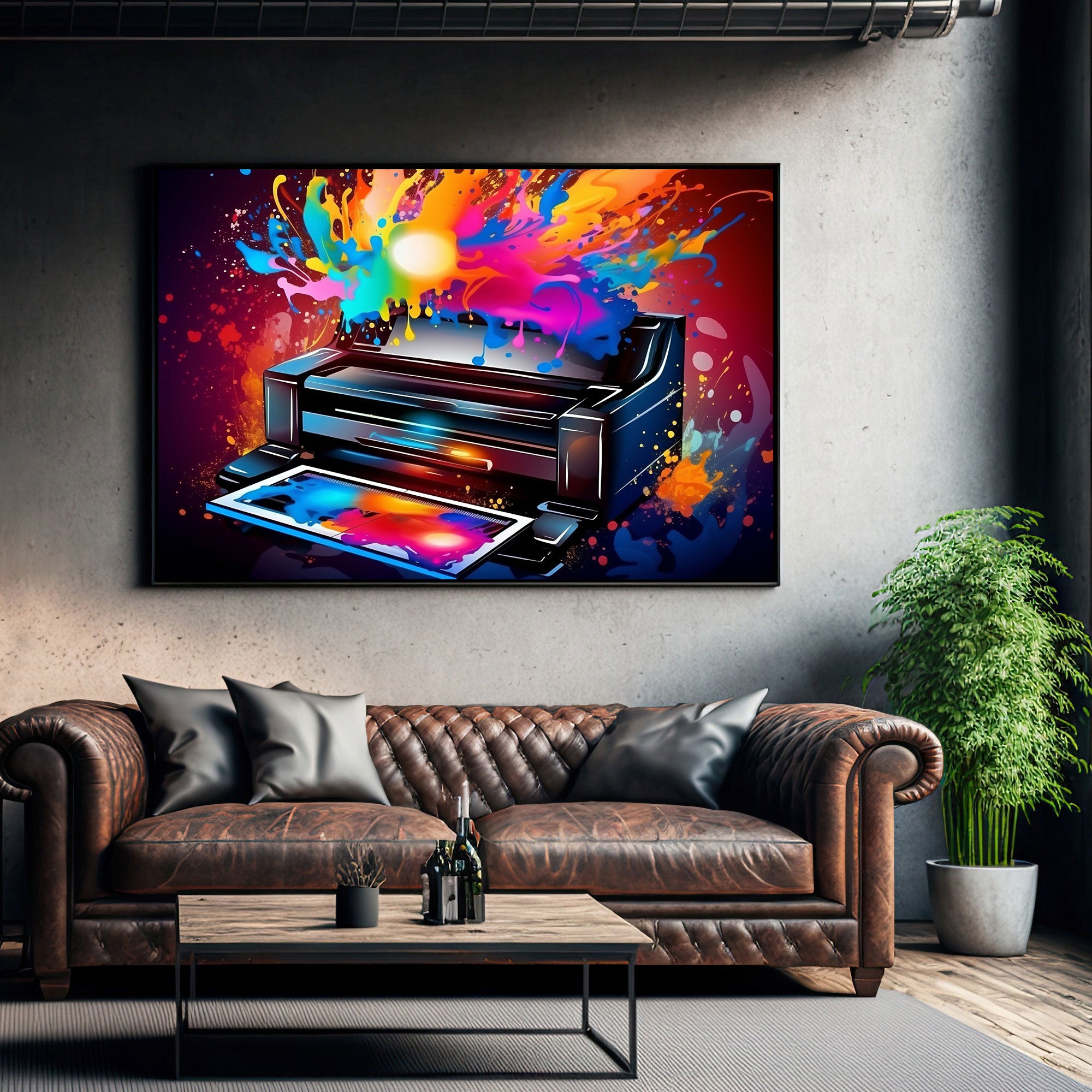Printer Abstract Canvas painting with frame Big Size Wall Art for living room,Bedroom,Drawing room,Hotels