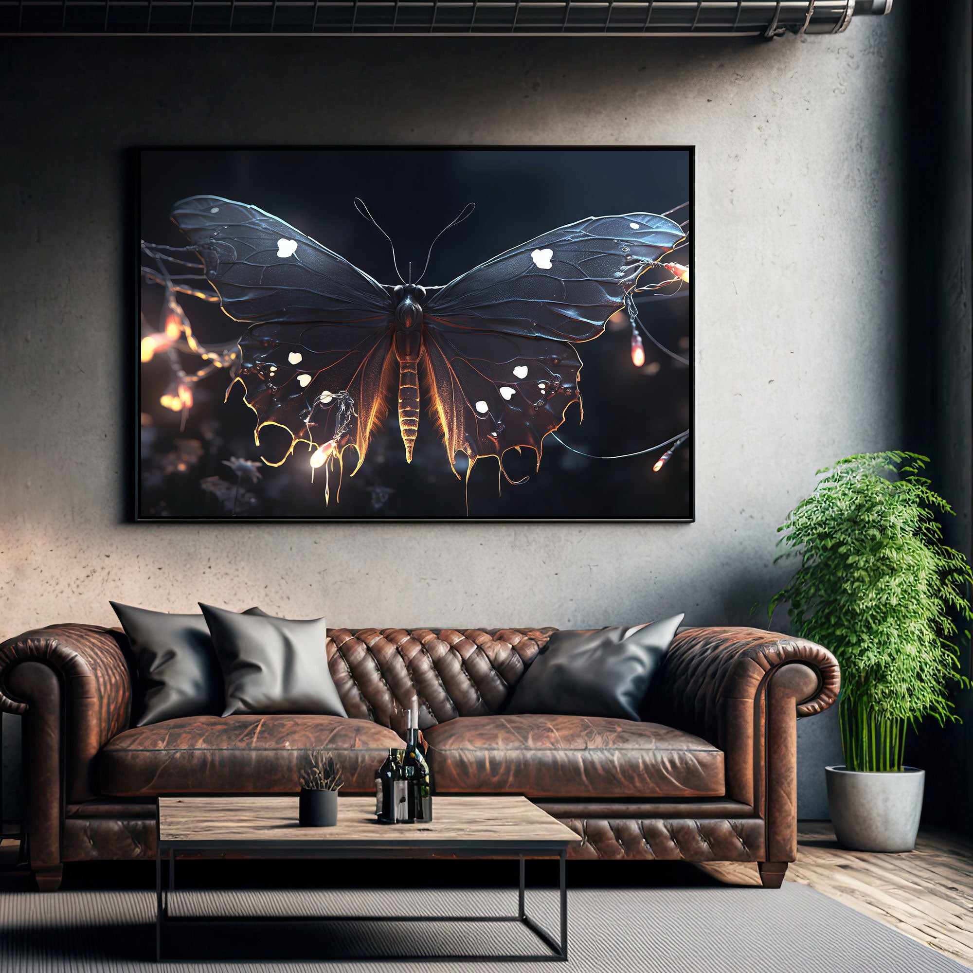 Butterfly Abstract Canvas painting with frame Big Size Wall Art for living room,Bedroom,Drawing room,Hotels