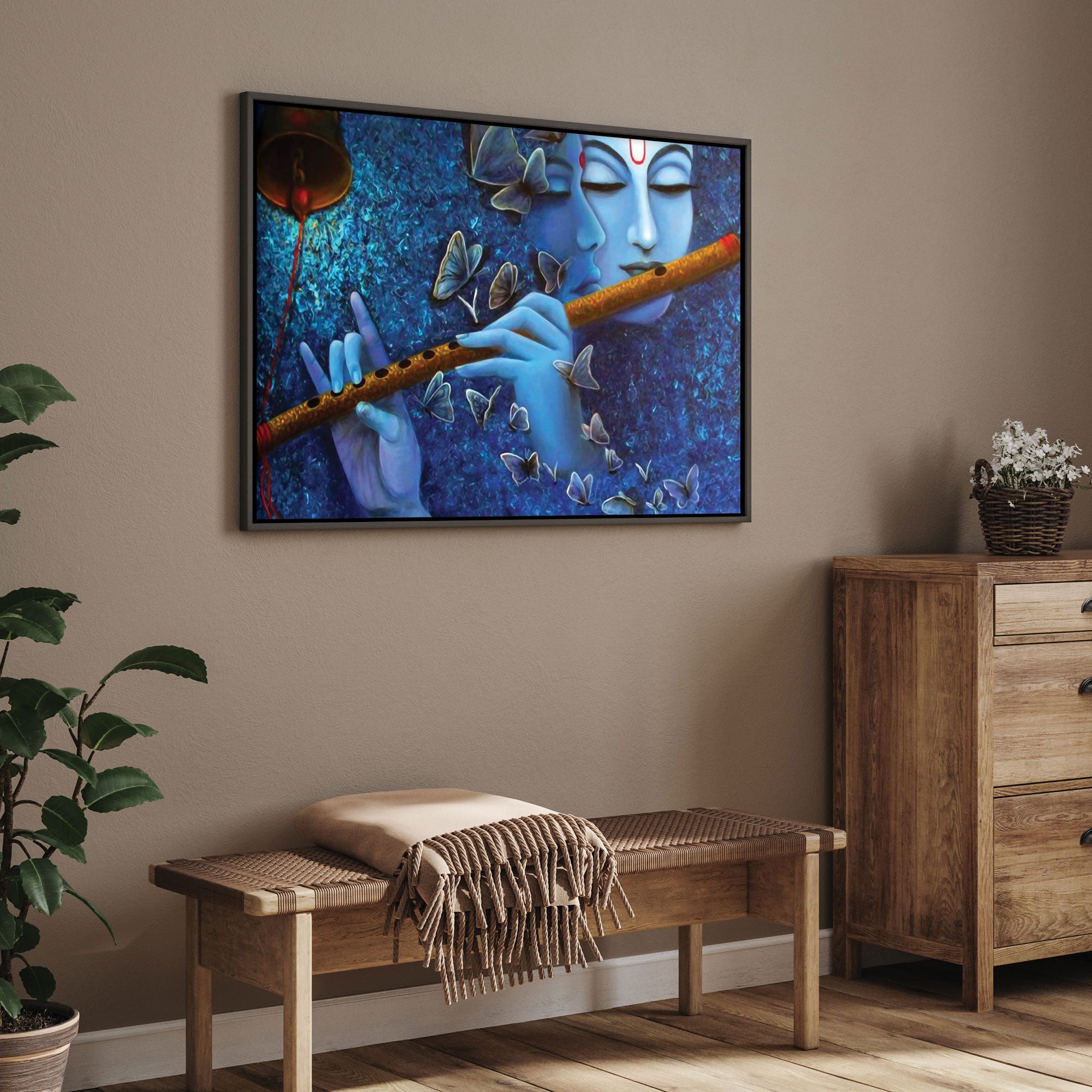 Radha krishnna beautiful Canvas painting with frame Big Size Wall Art for living room,Bedroom,Drawing room,Hotels