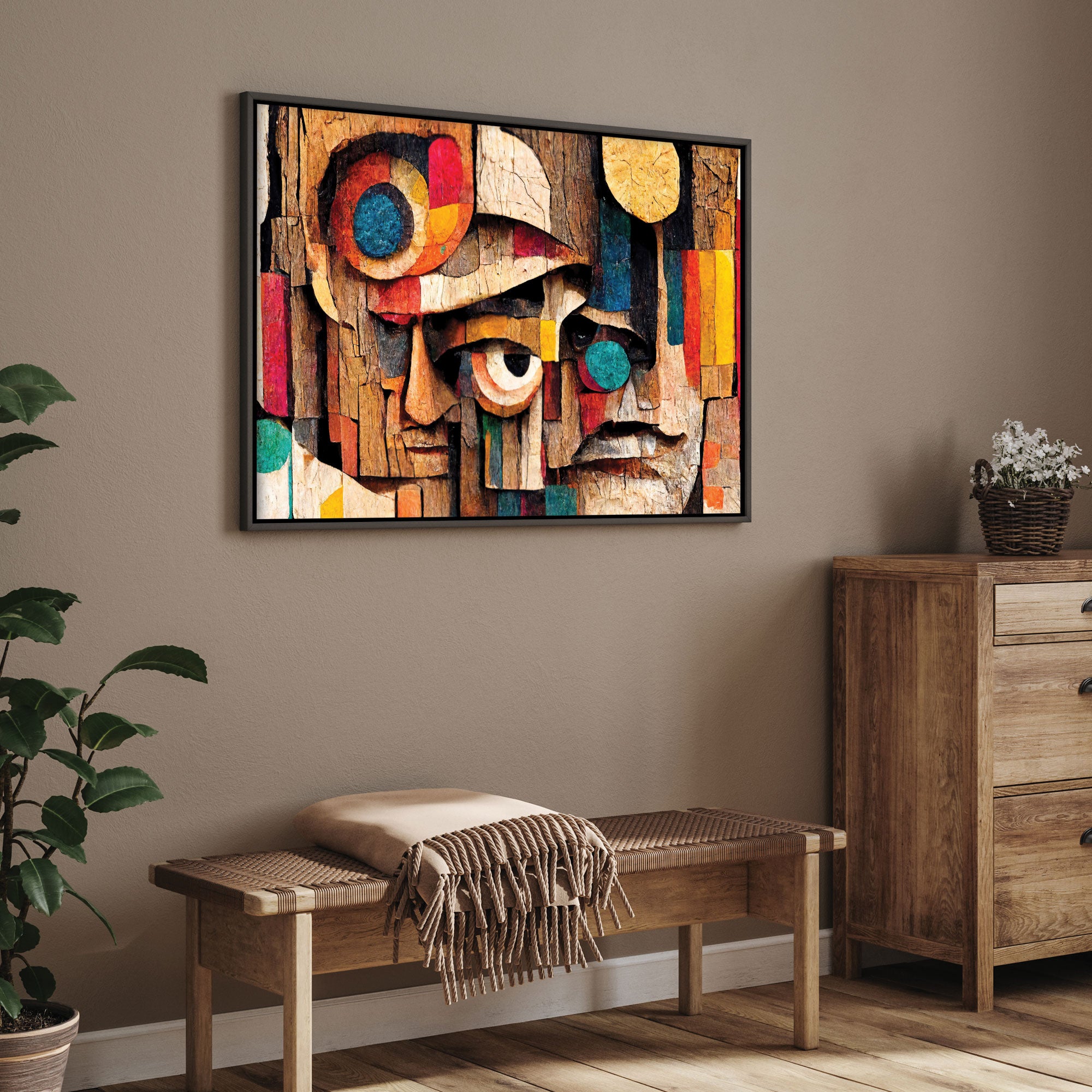 faceAbstract art Canvas painting with frame Big Size Wall Art for living room,Bedroom,Drawing room,Hotels