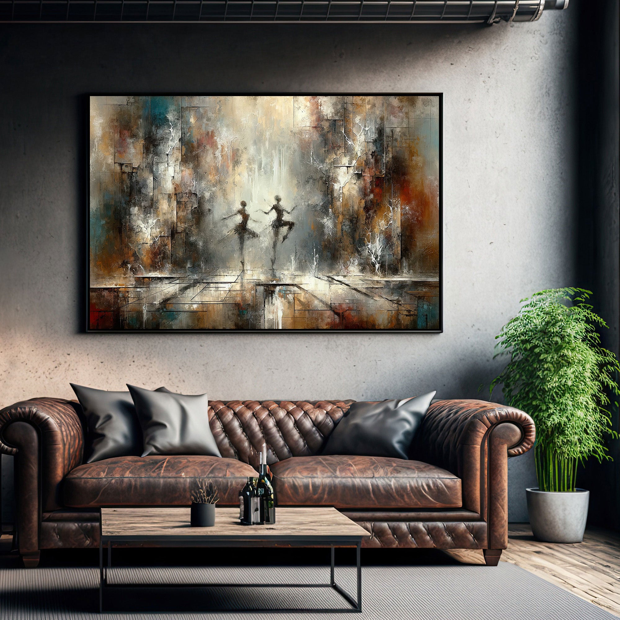 Couple danceAbstract Canvas painting with frame Big Size Wall Art for living room,Bedroom,Drawing room,Hotels