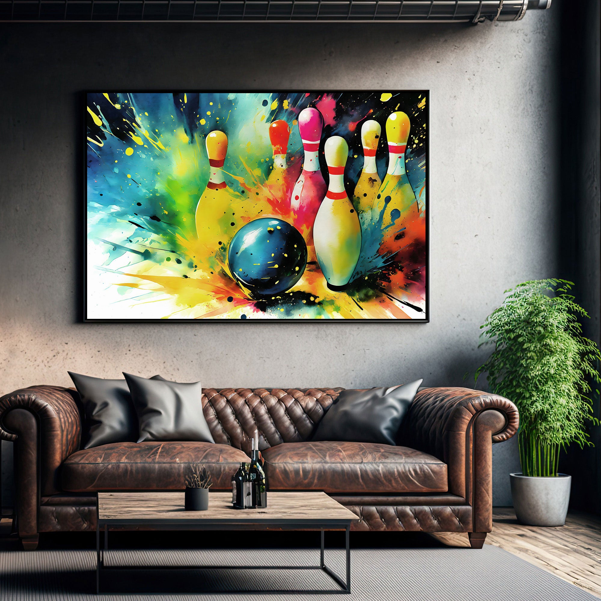 The Castle Decor bowling ball abstract canvas/Sparkle painting with frame Big Size Wall Art for living room,Bedroom,Drawing room,Hotels-Wooden Framed-Digital Painting