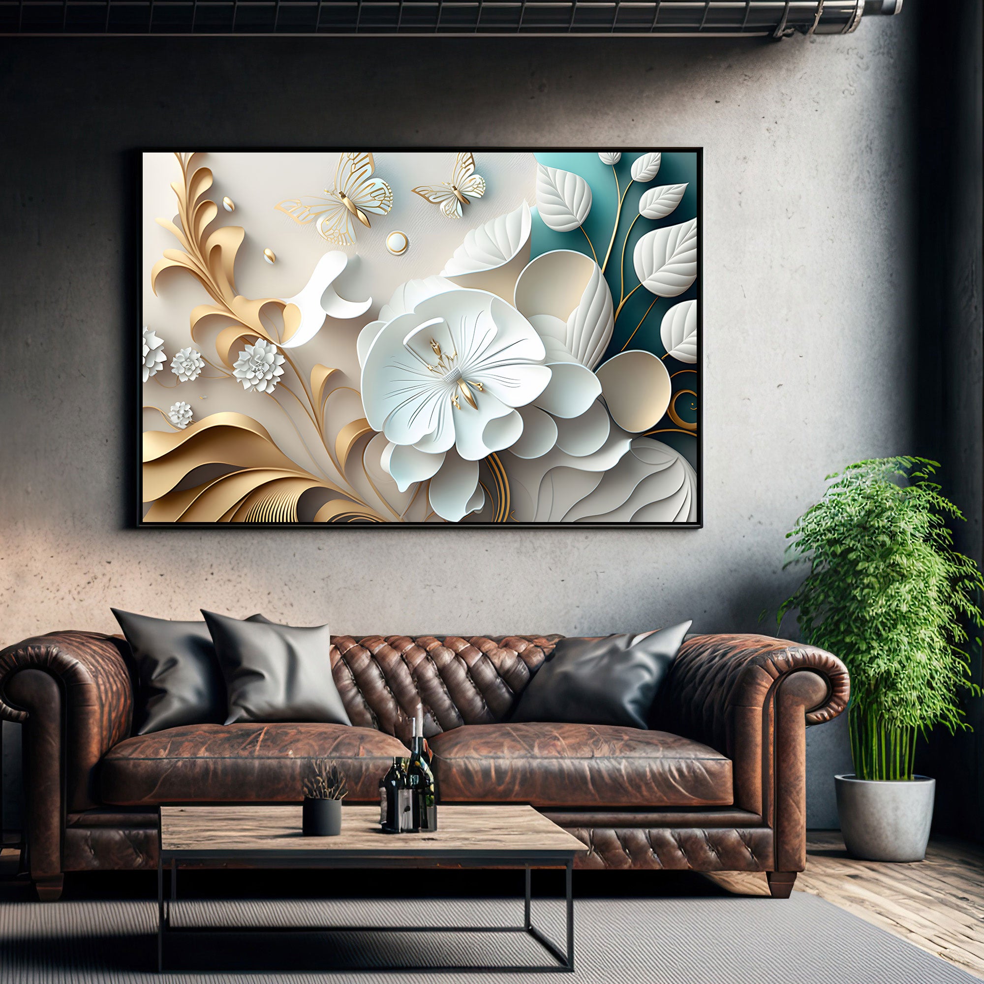 Flowers Canvas painting with frame Big Size Wall Art for living room,Bedroom,Drawing room,Hotels