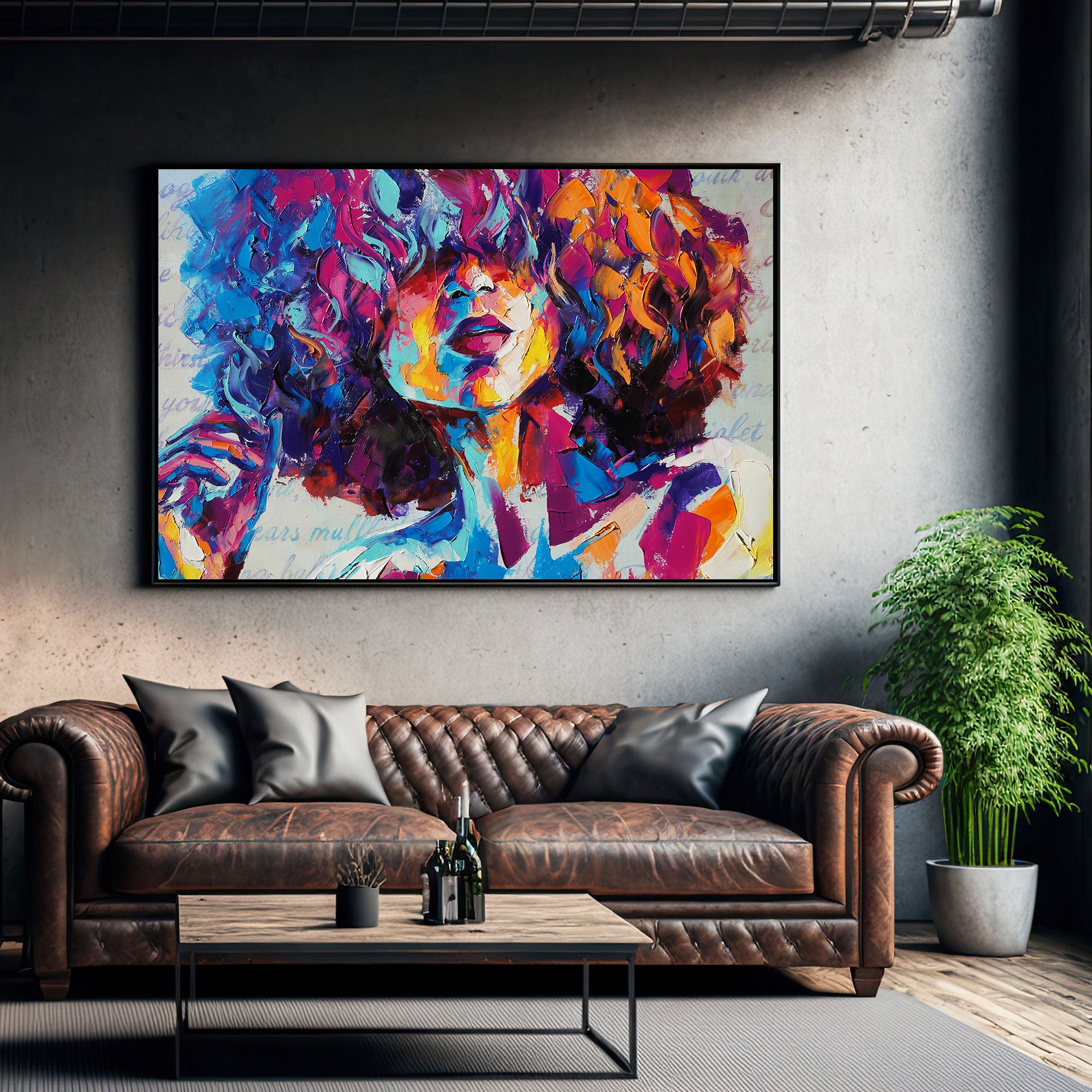 Woman faceAbstract Canvas painting with frame Big Size Wall Art for living room,Bedroom,Drawing room,Hotels