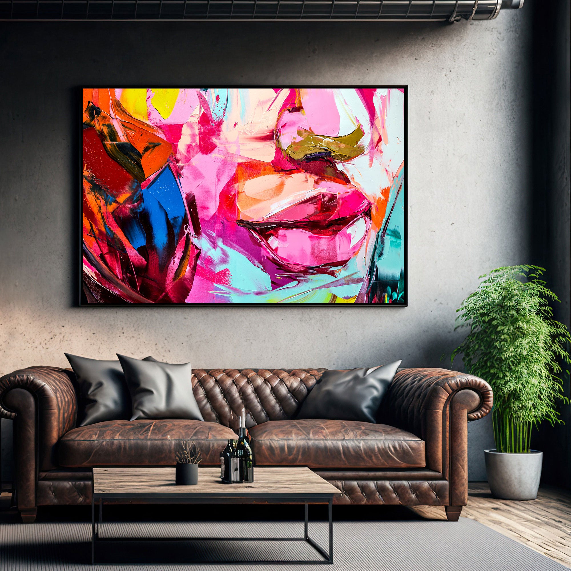 Women faceAbstract Canvas painting with frame Big Size Wall Art for living room,Bedroom,Drawing room,Hotels