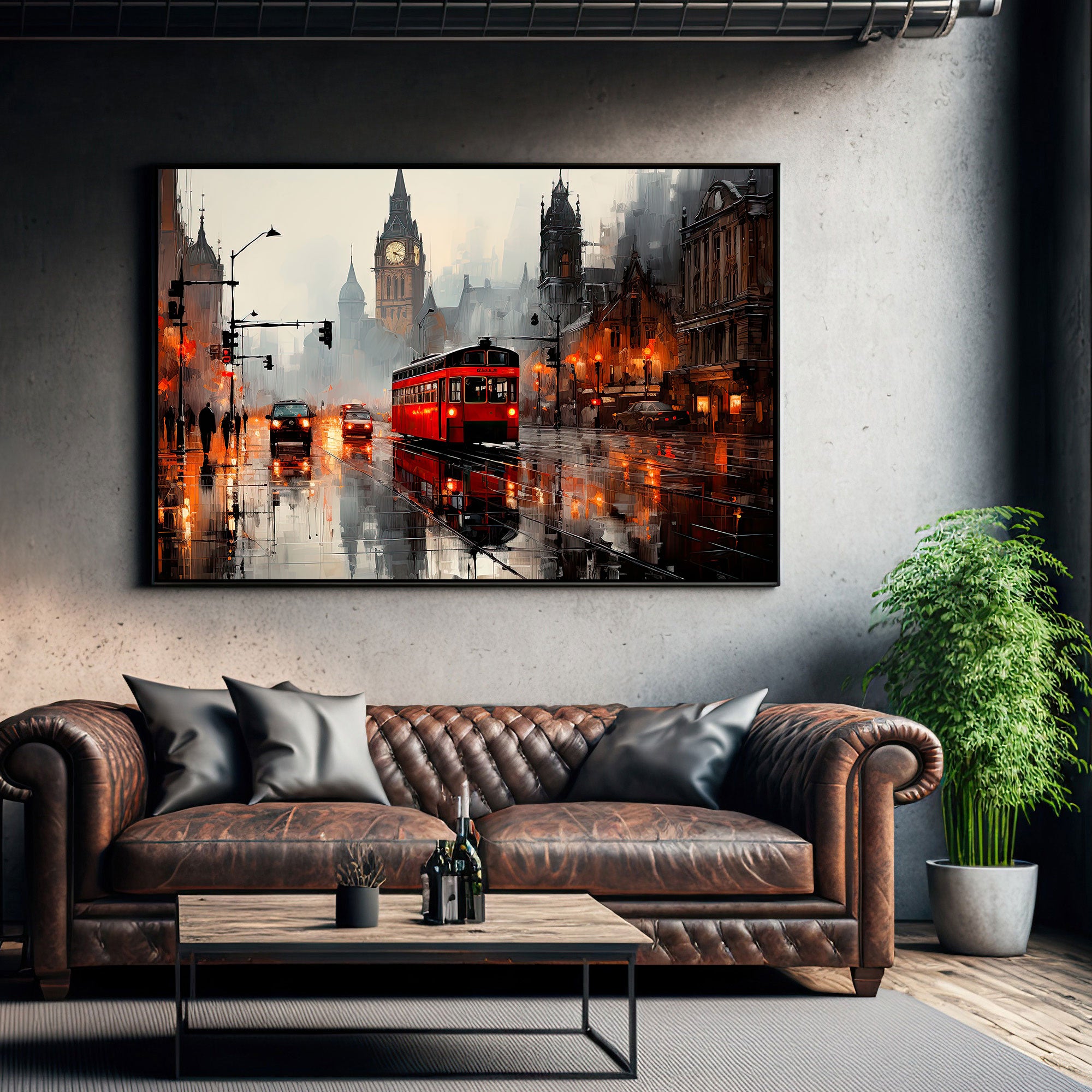 Vintage trainAbstract Canvas painting with frame Big Size Wall Art for living room,Bedroom,Drawing room,Hotels
